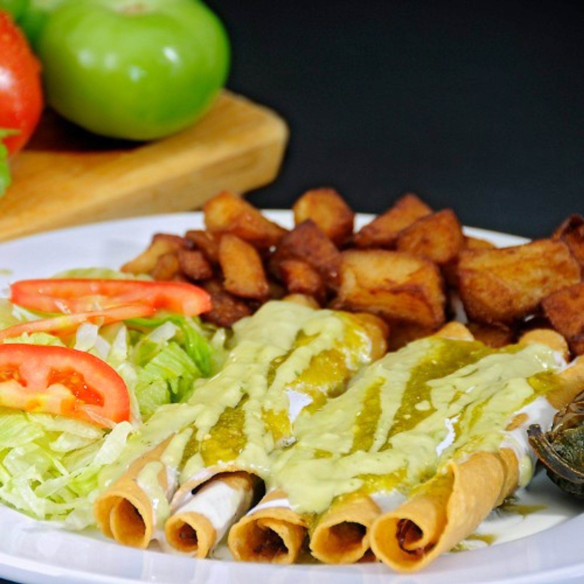 Flautas Pollo or Barbacoa