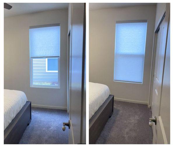 All this Plainfield bedroom needed to create the ultimate in comfort was just a little bit of shade! We added Roller Shades to help make it an even more restful space.