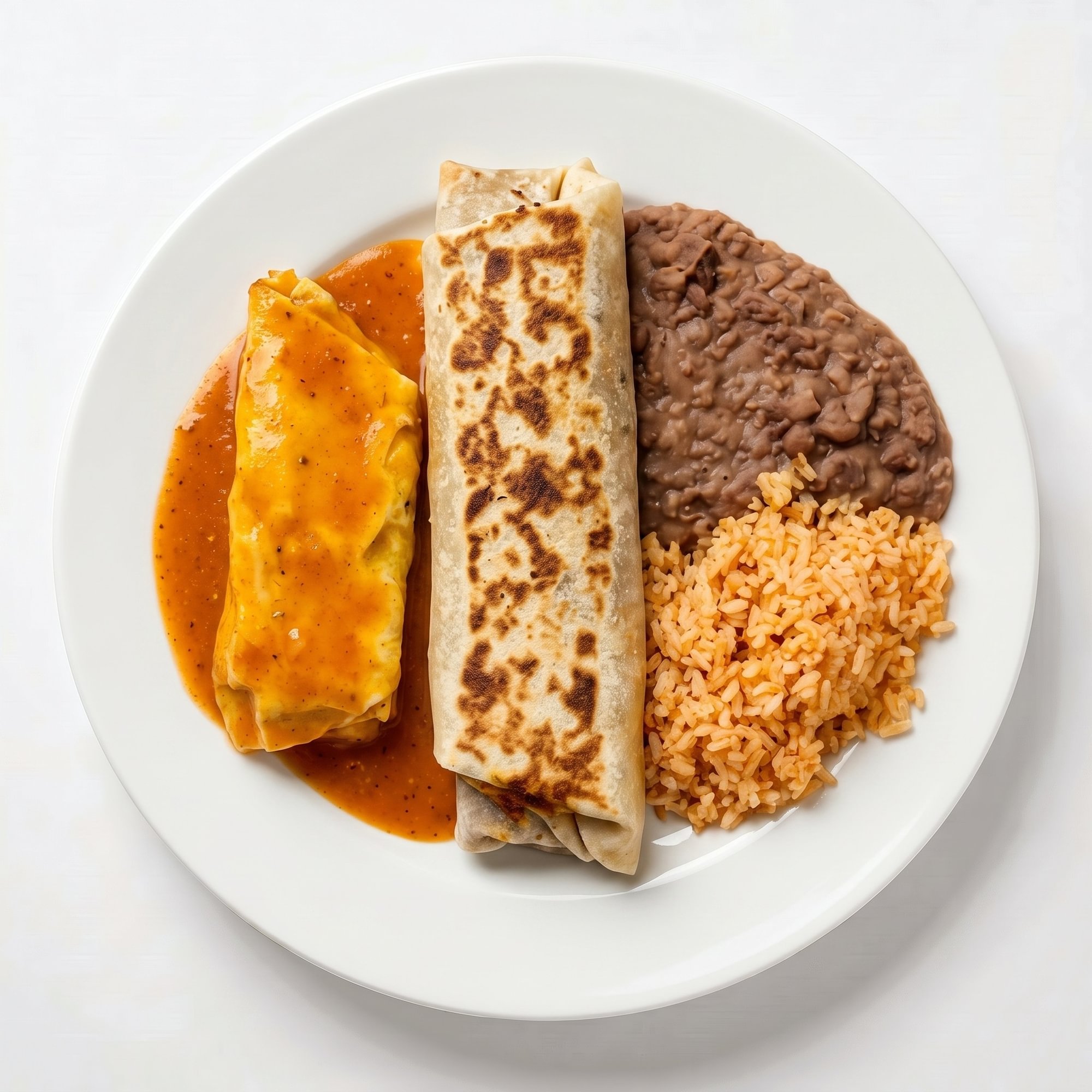 21. Chile Relleno, Burrito de Res, Arroz o Frijoles (Chili Relleno, Ground Beef Burrito, Rice or...