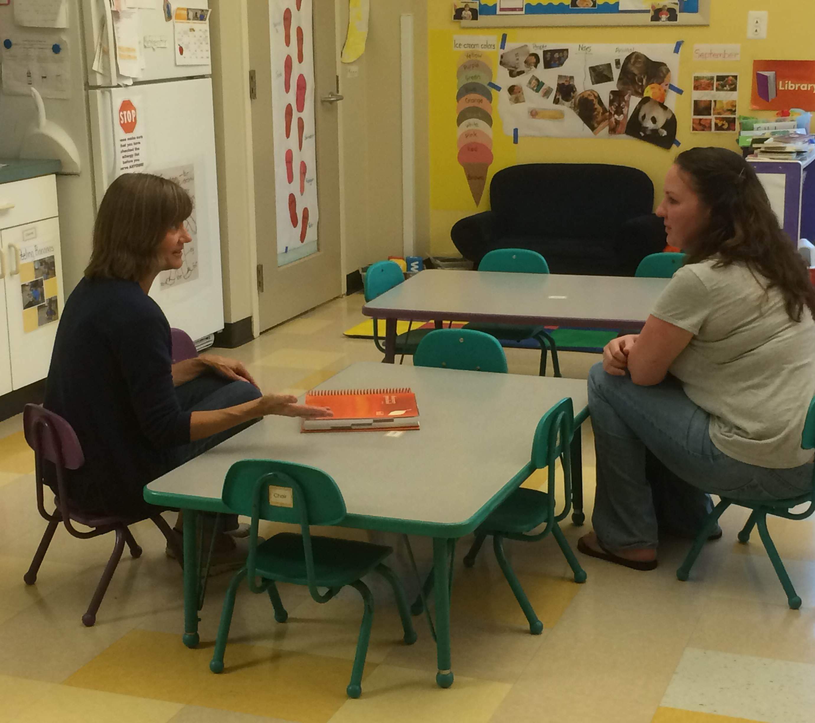 Deep in thought and conversation during back to School night.