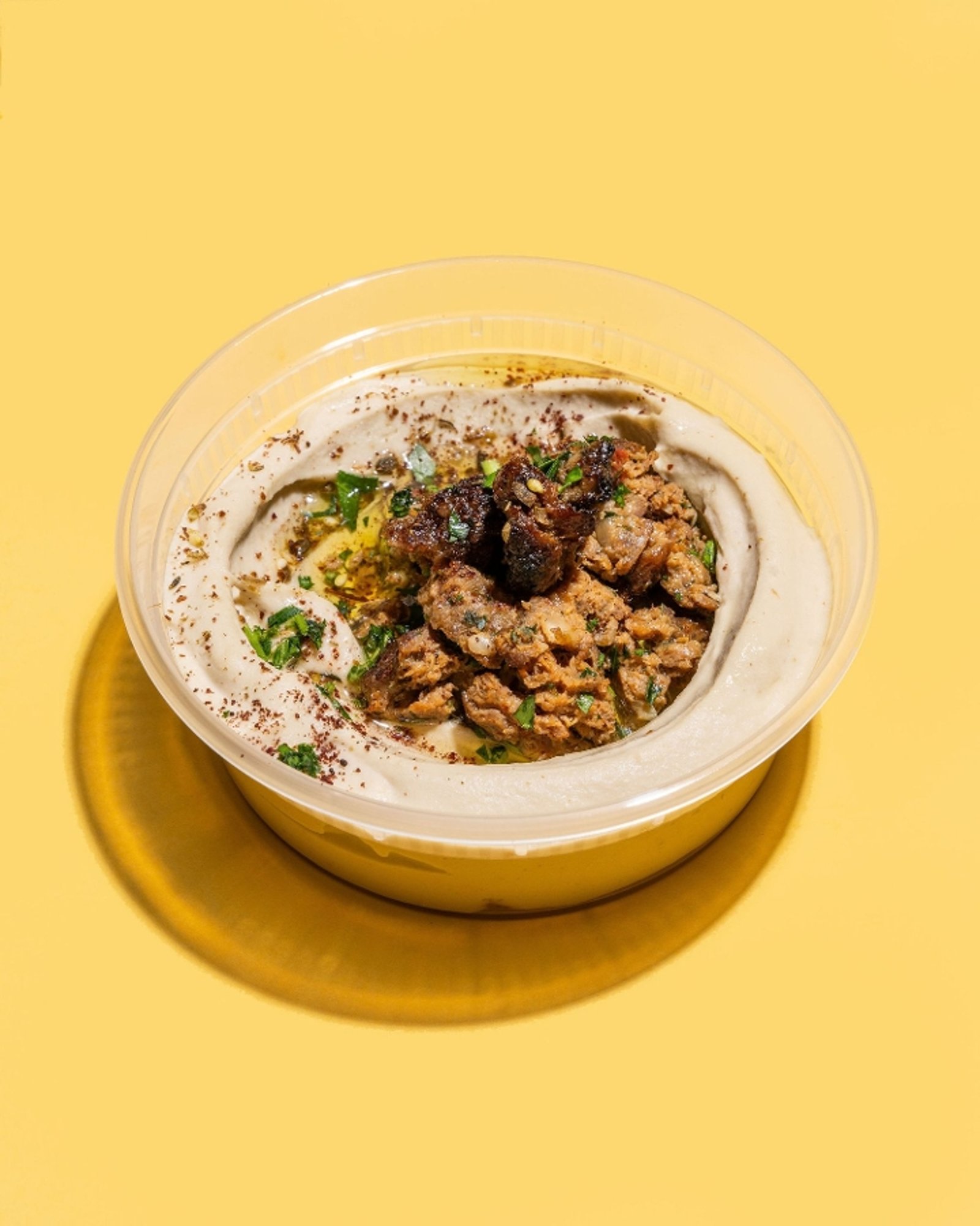Charred ground beef hummus