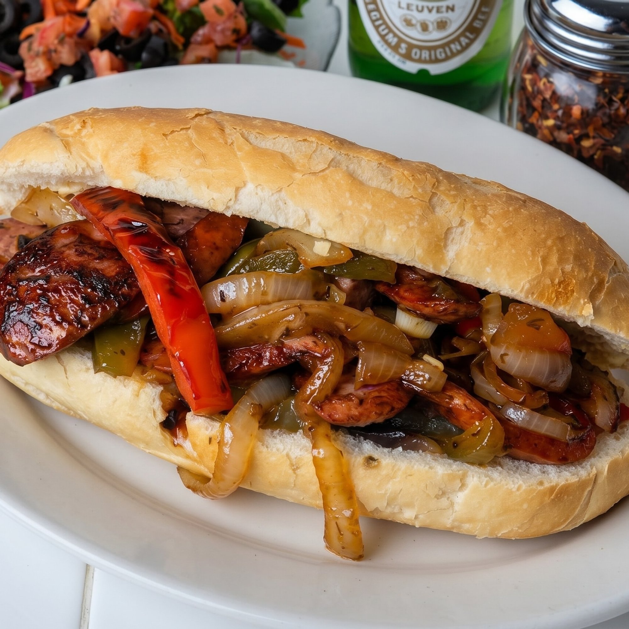 Sausage, Peppers and Onions Italian Sandwich
