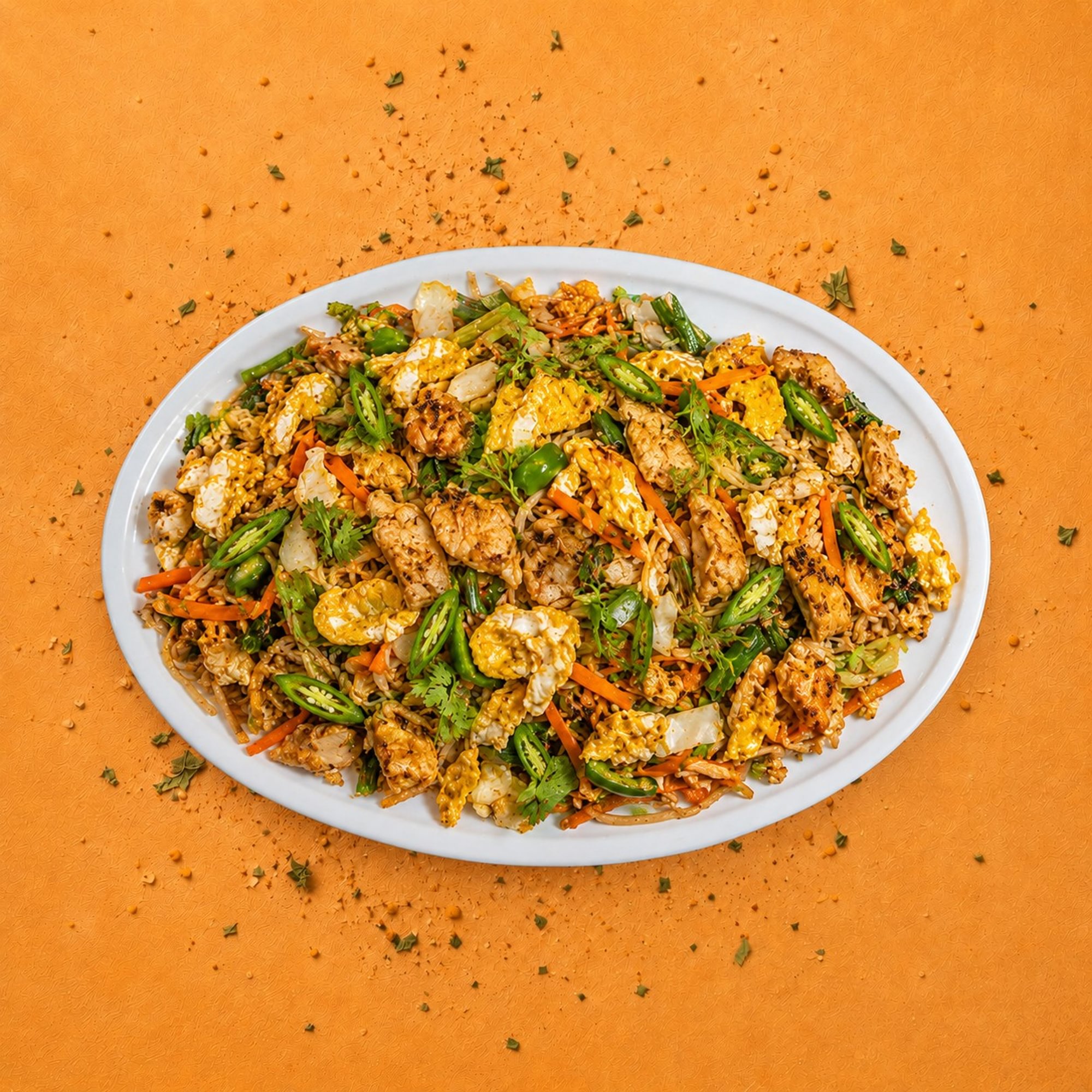 Green Chilli Double Egg Chicken Noodles