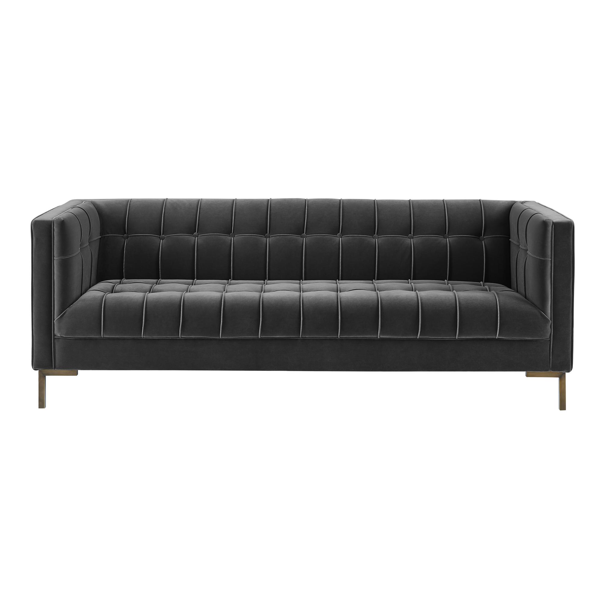 Isaac Gray Velvet Sofa