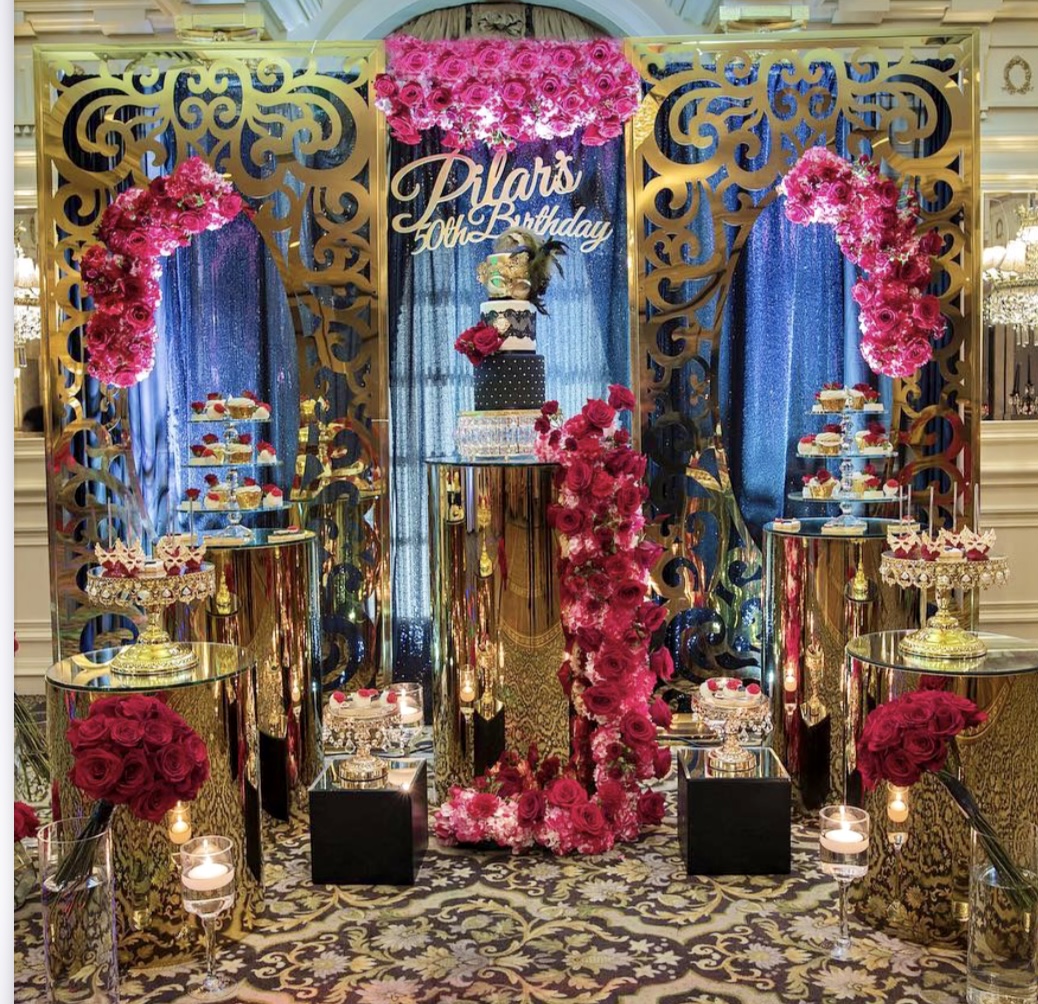 Gold and Pink floral Back drop 