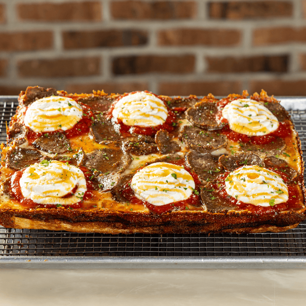 Merry Meatball Detroit Pizza