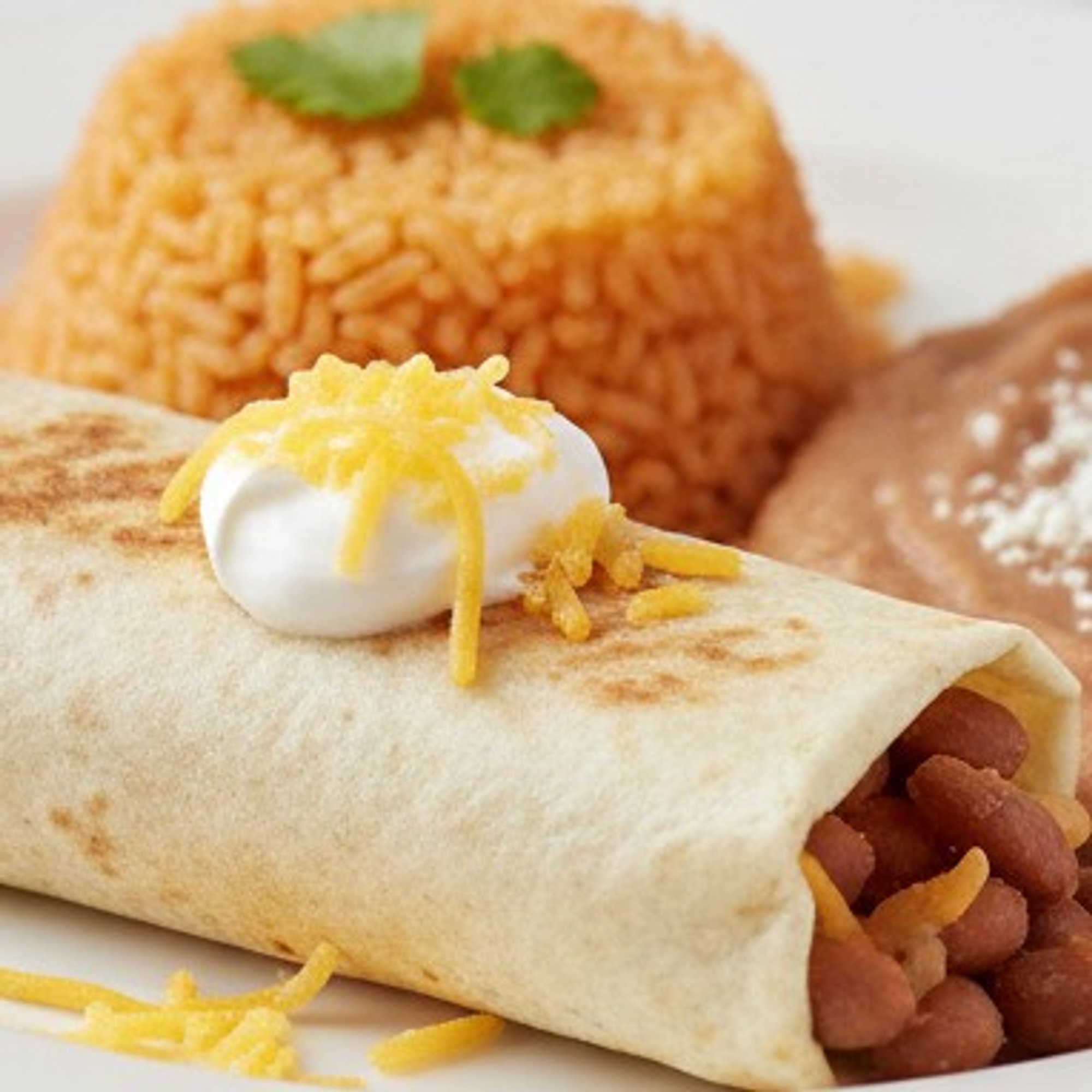 Kid's Burrito And Rice And Beans.