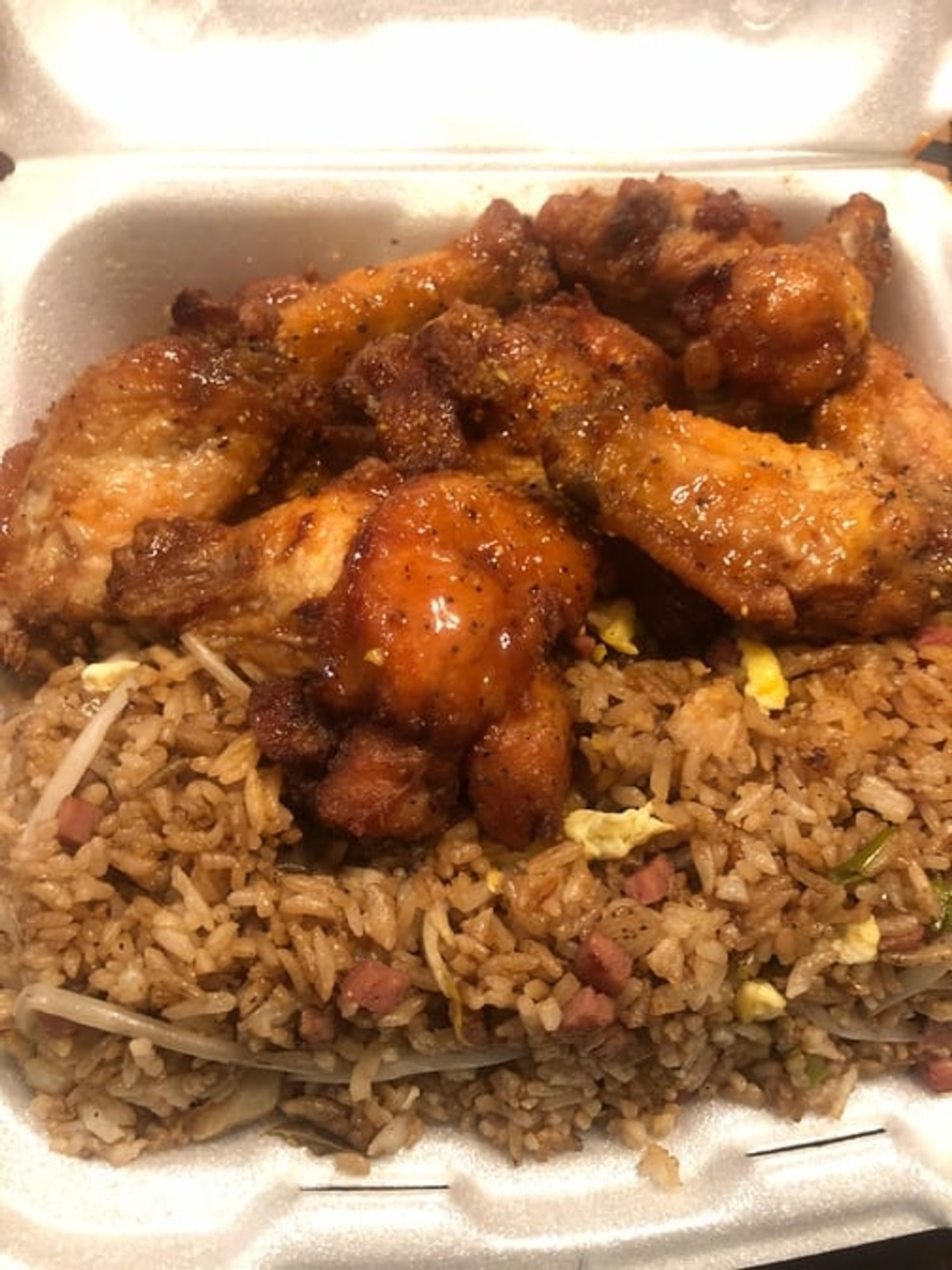 Cut Wings and Ham Fried Rice
