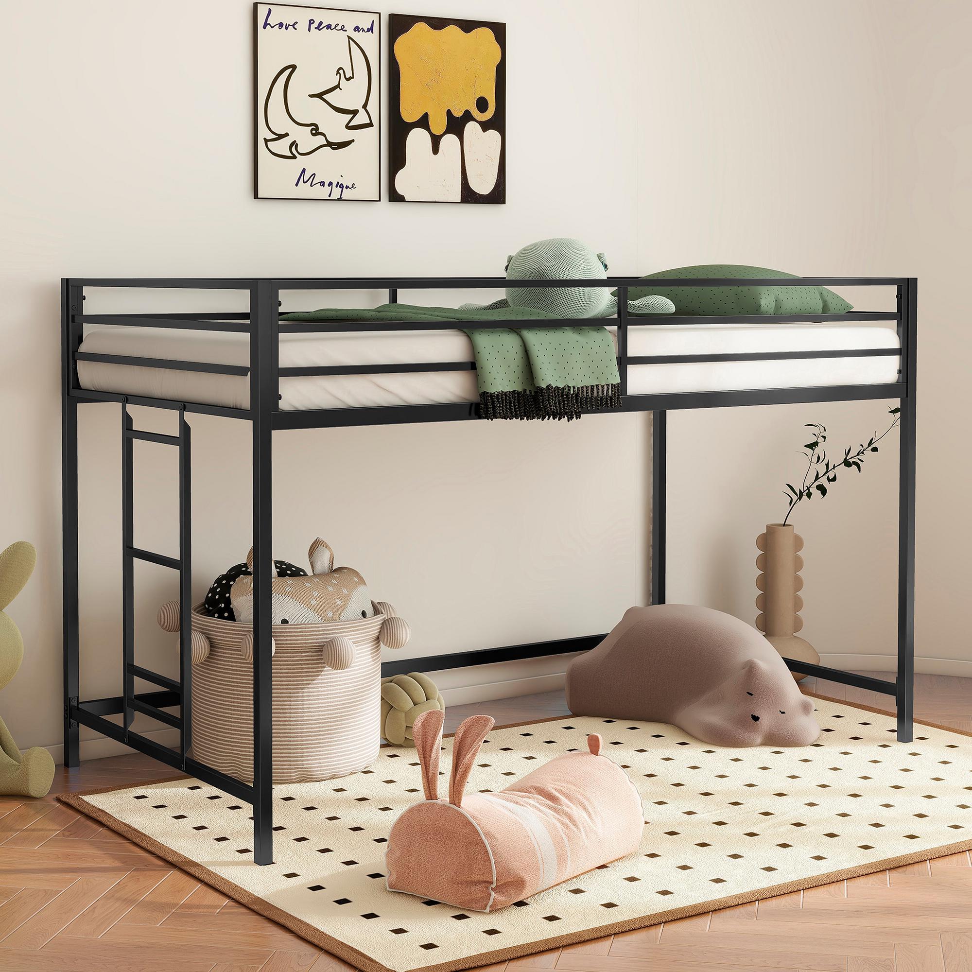 Twin Leo Junior Loft Bunk Bed - Black
