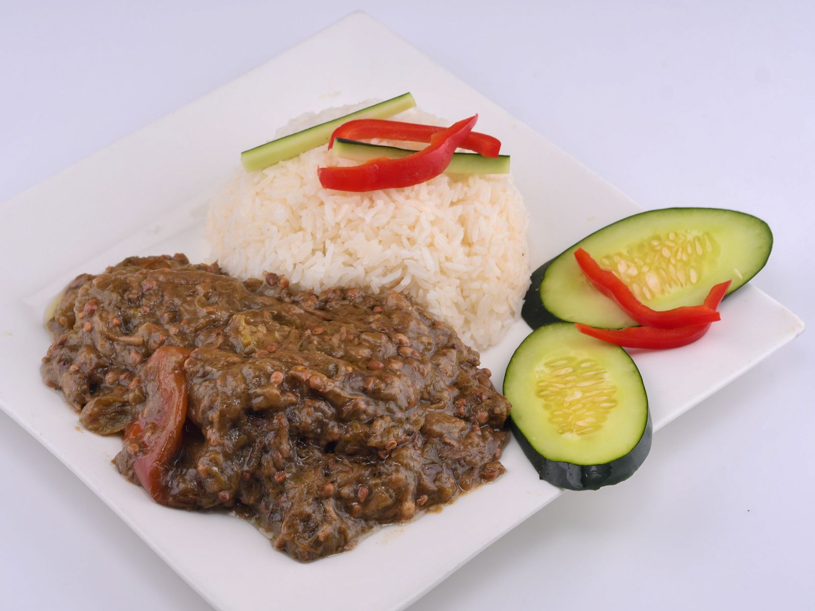 Fried Okra Sauce Served with Rice