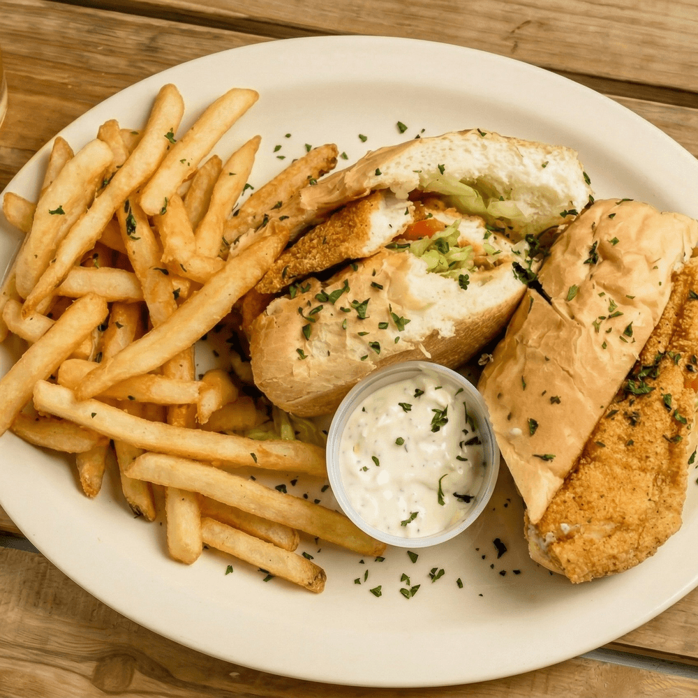 Cajun BLT Sandwich and French Fries