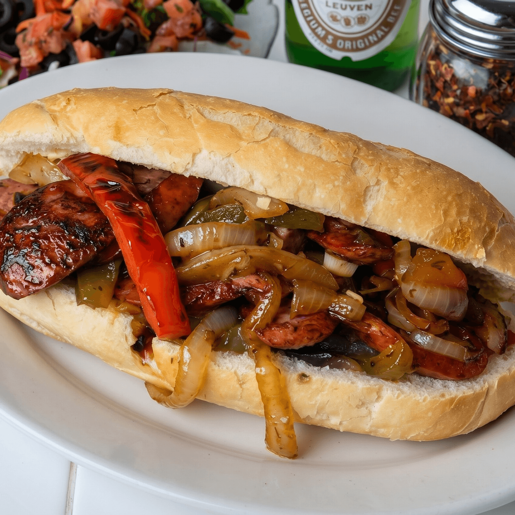Sausage, Peppers and Onions Italian Sandwich