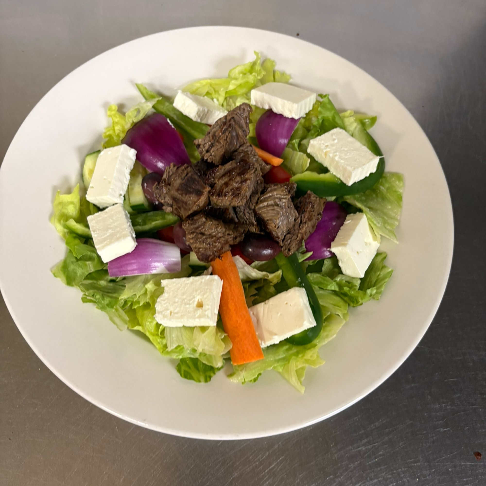 Greek Steak Tip Salad