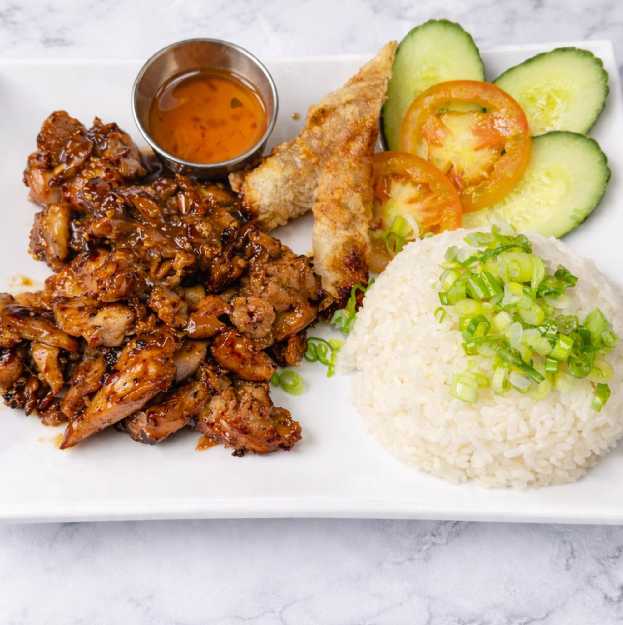 Vietnamese Style Grilled Chicken Rice Platter