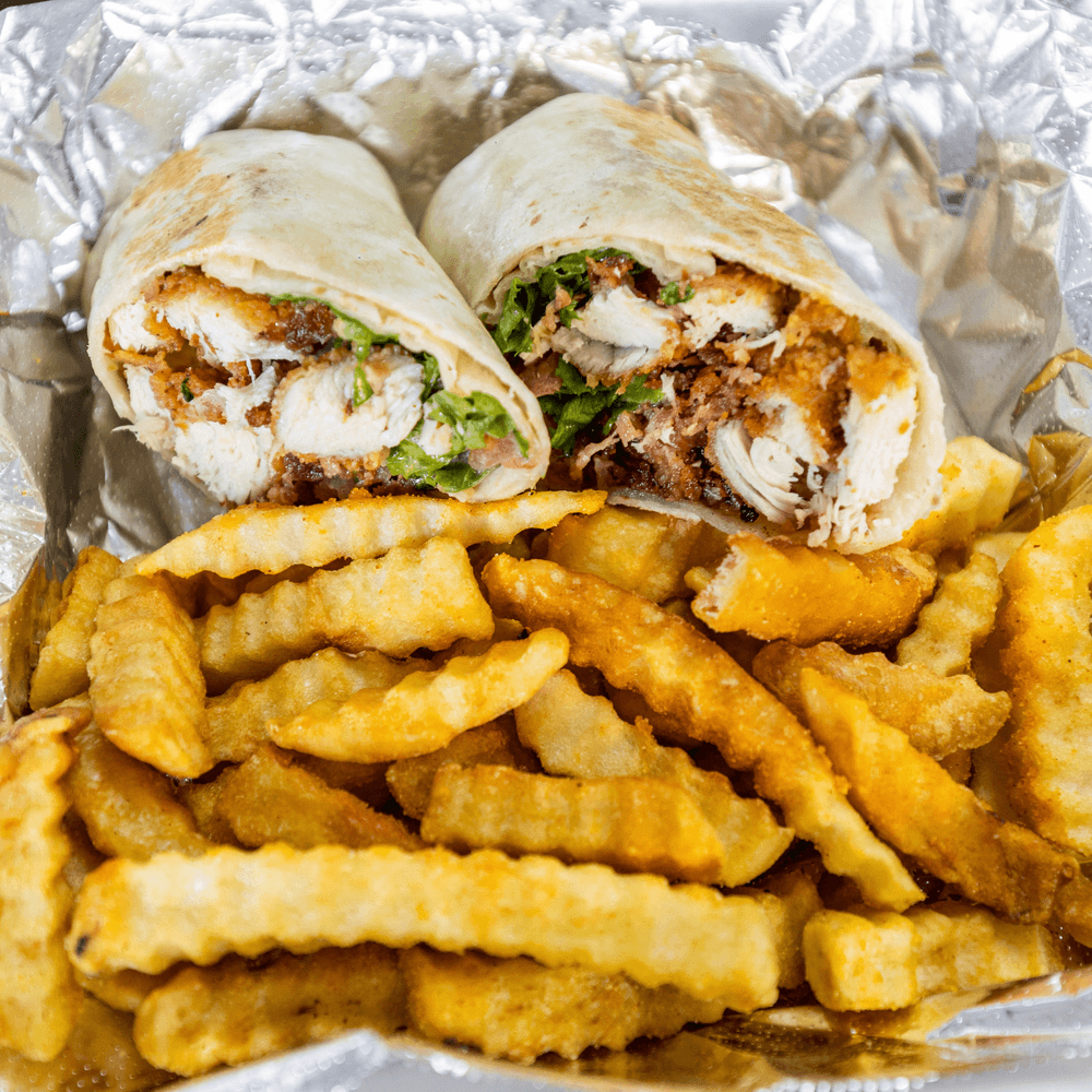 Chicken Bacon Ranch Wrap with Fries