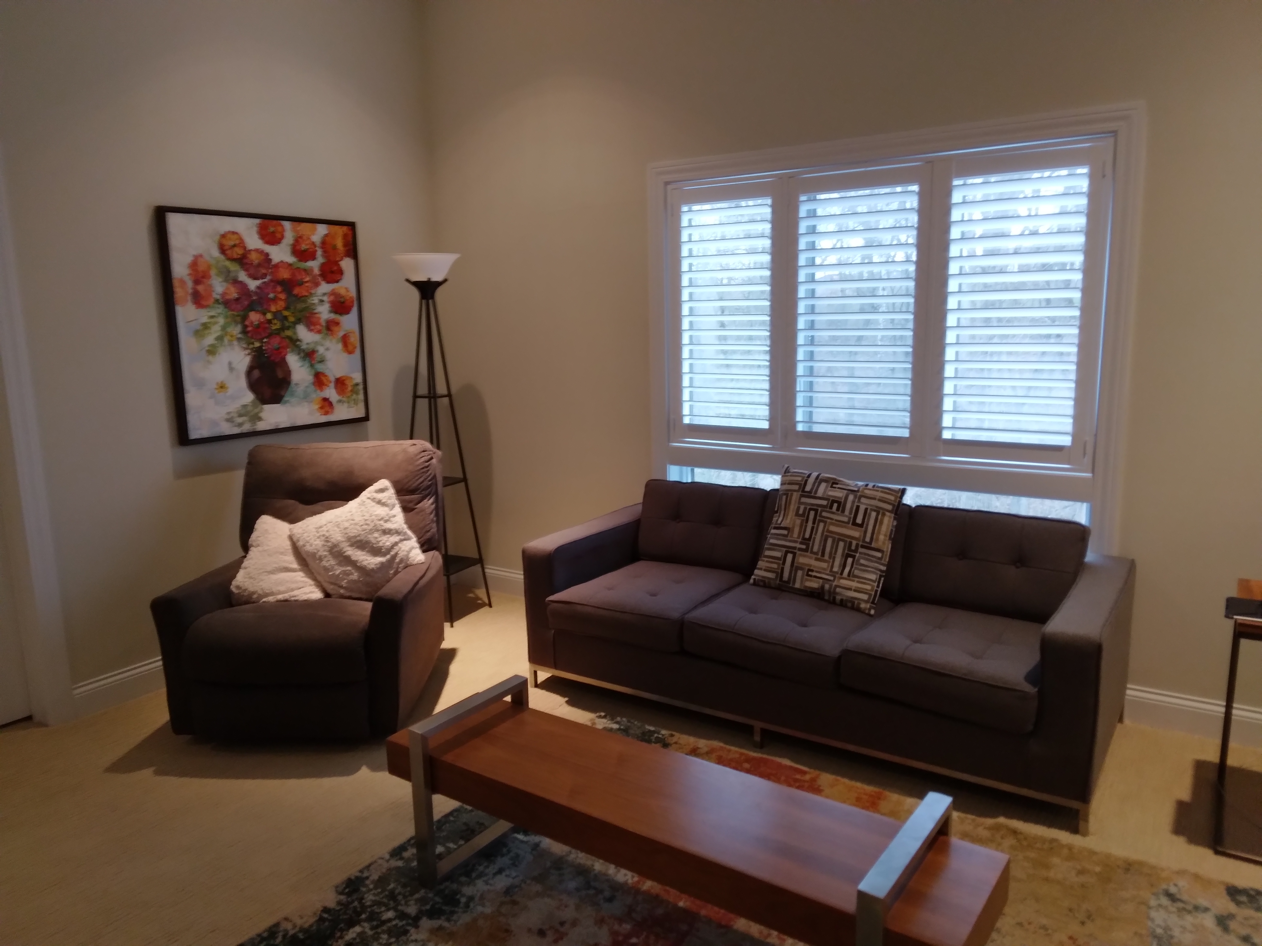 These white shutters are the perfect window covering solution for these windows in a local Springfield Illinois home. They add an elegant touch and are very practical.  BudgetBlinds  WindowCoverings  Shades  Blinds  PlantationShutters  Shutters  SpringfieldIllinois