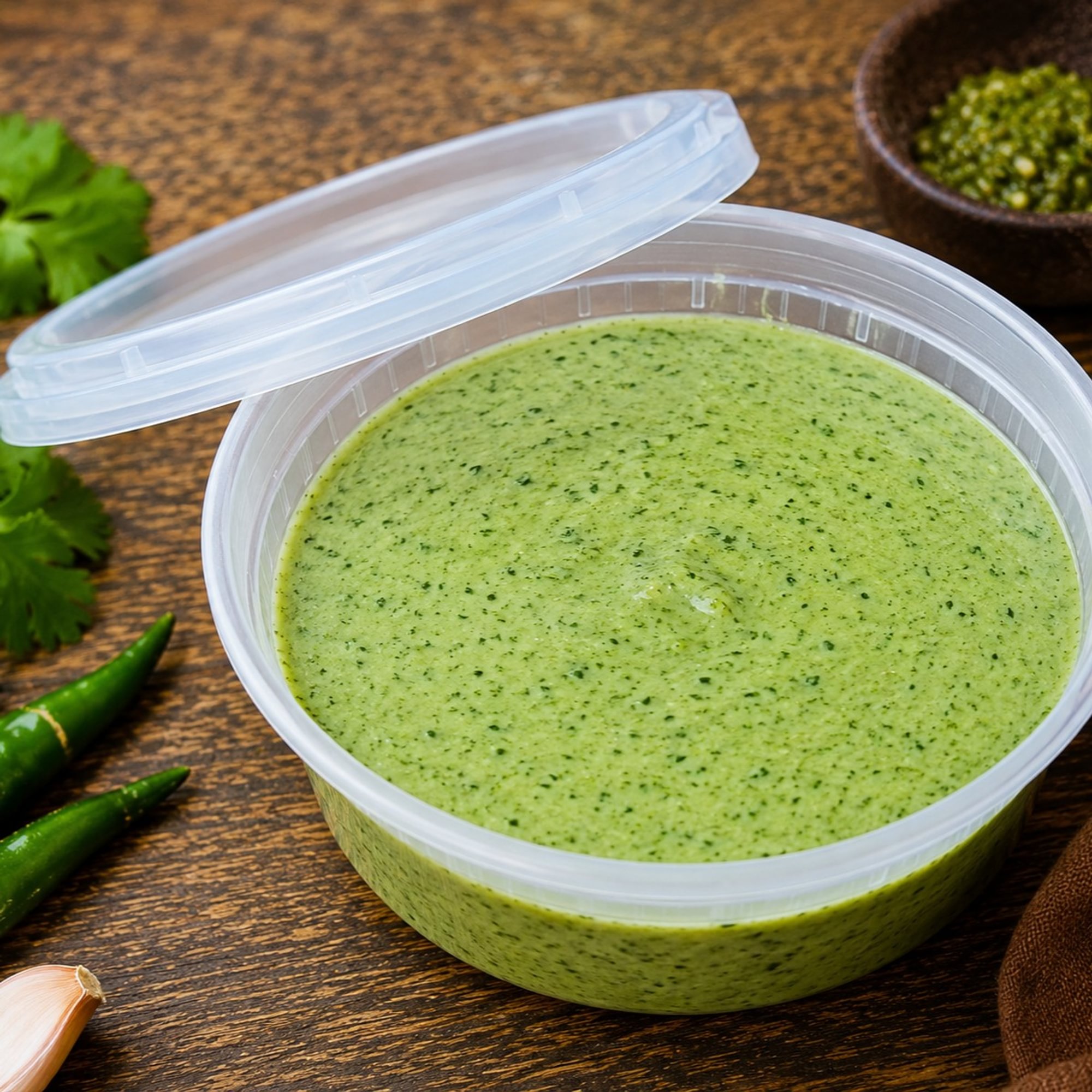 $ Green Chilli Sauce 8OZ Container