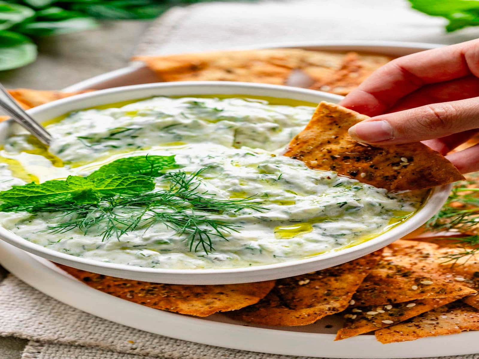Tzatziki + Pita Chips or Pita Bread