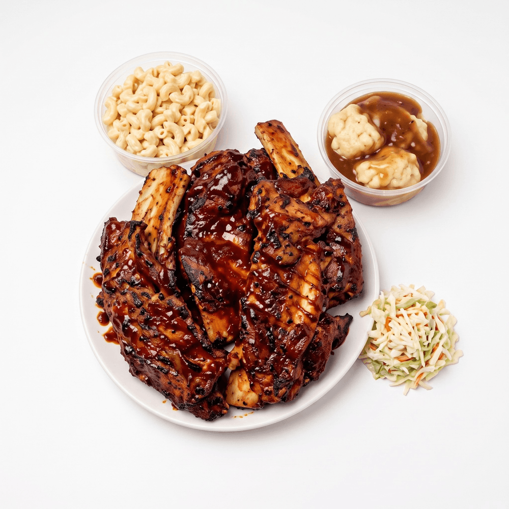 3 pc Beef BBQ Ribs with a Side