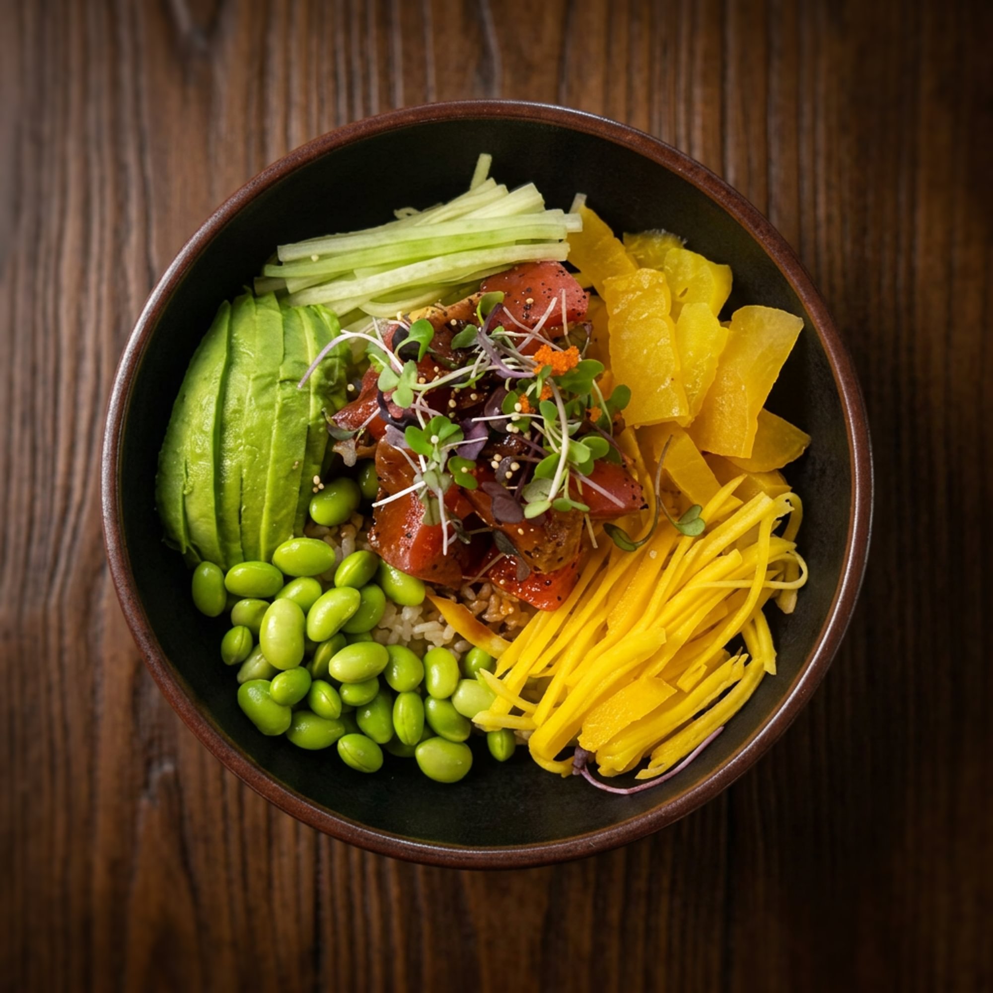 Seared Pepper Tuna Poke Bowl