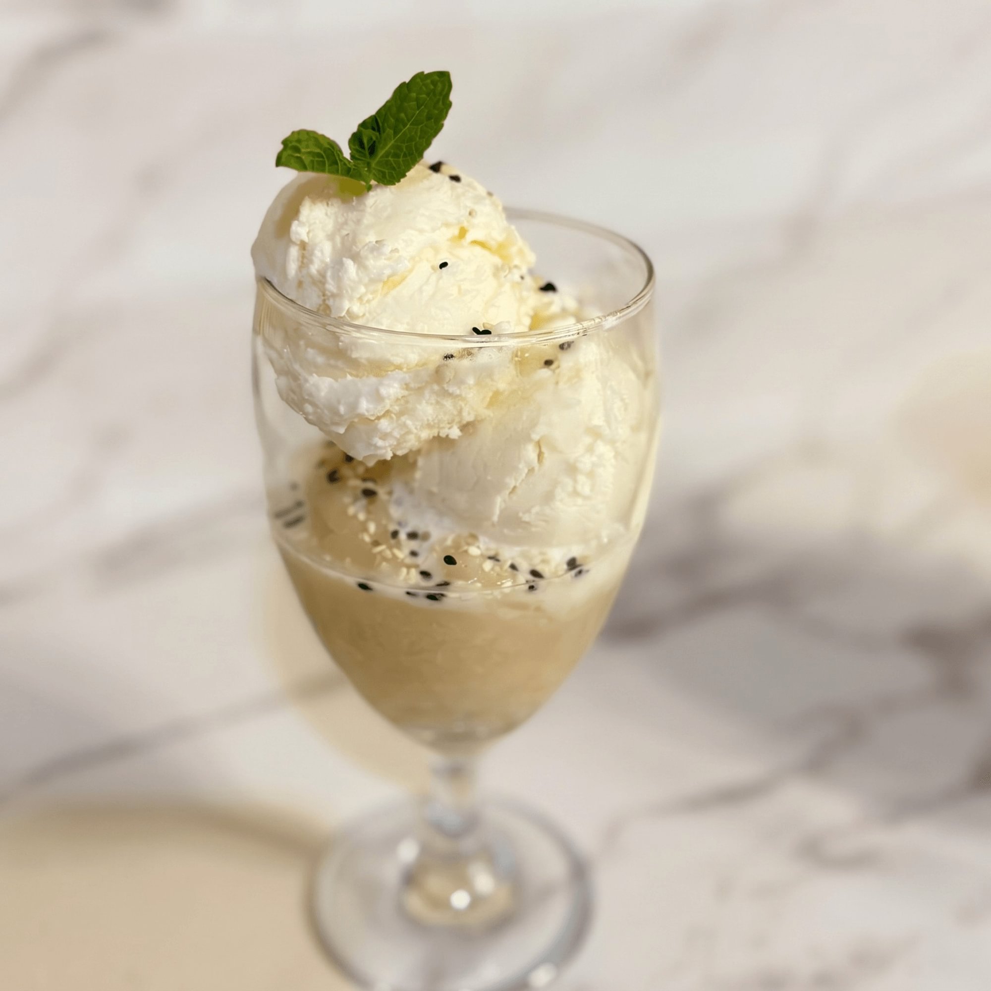 Sweet Sticky Rice with Vanilla Ice Cream