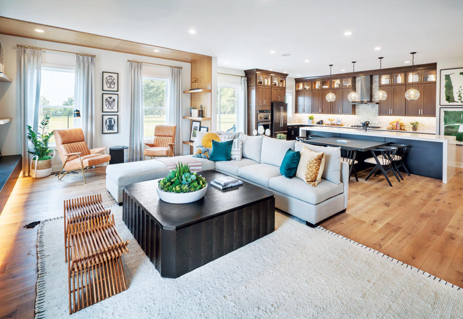 Spacious kitchen opens to dining area and great room