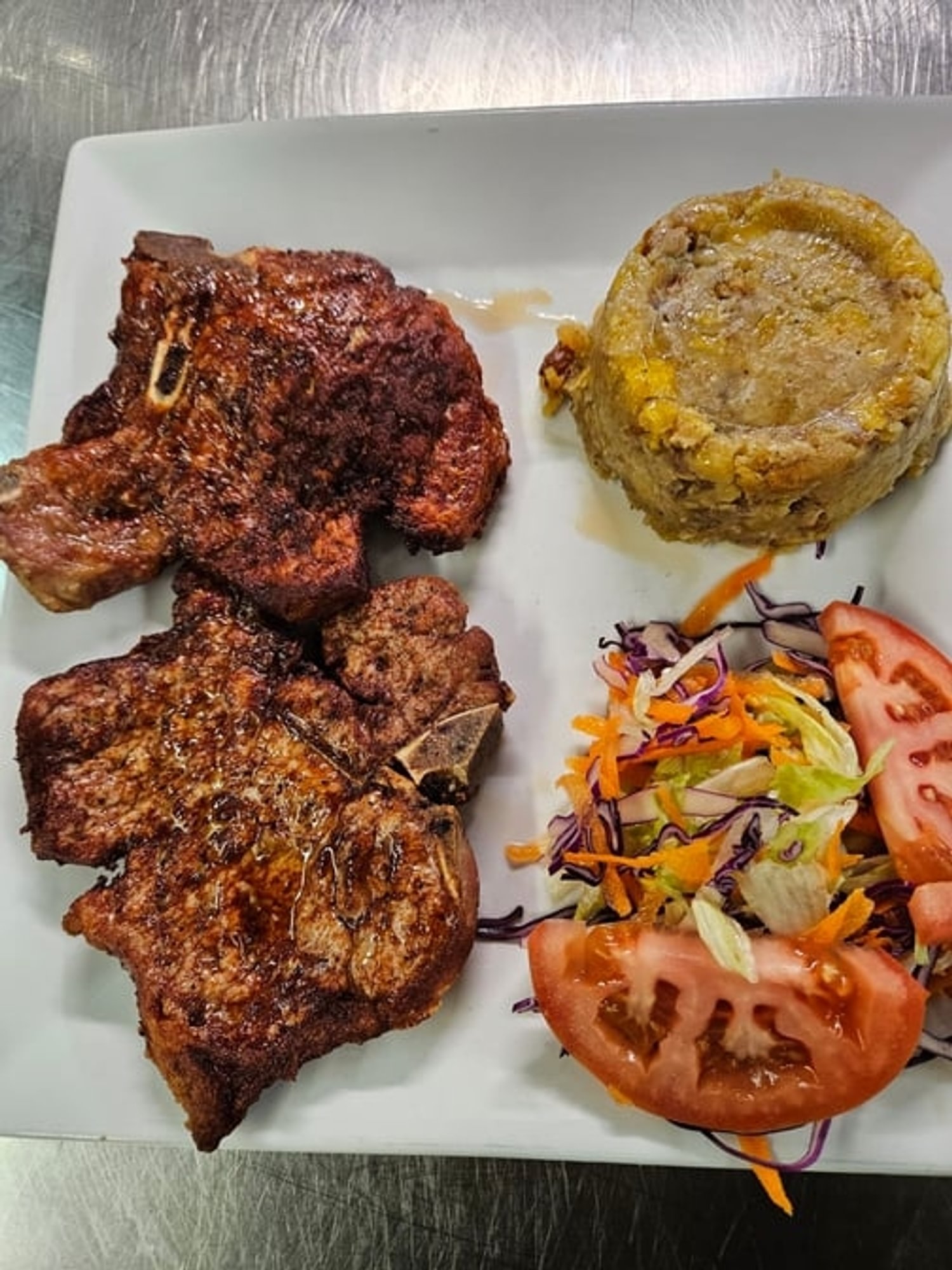 Mofongo De Chuleta Frita / Fried Pork Chop Mofongo