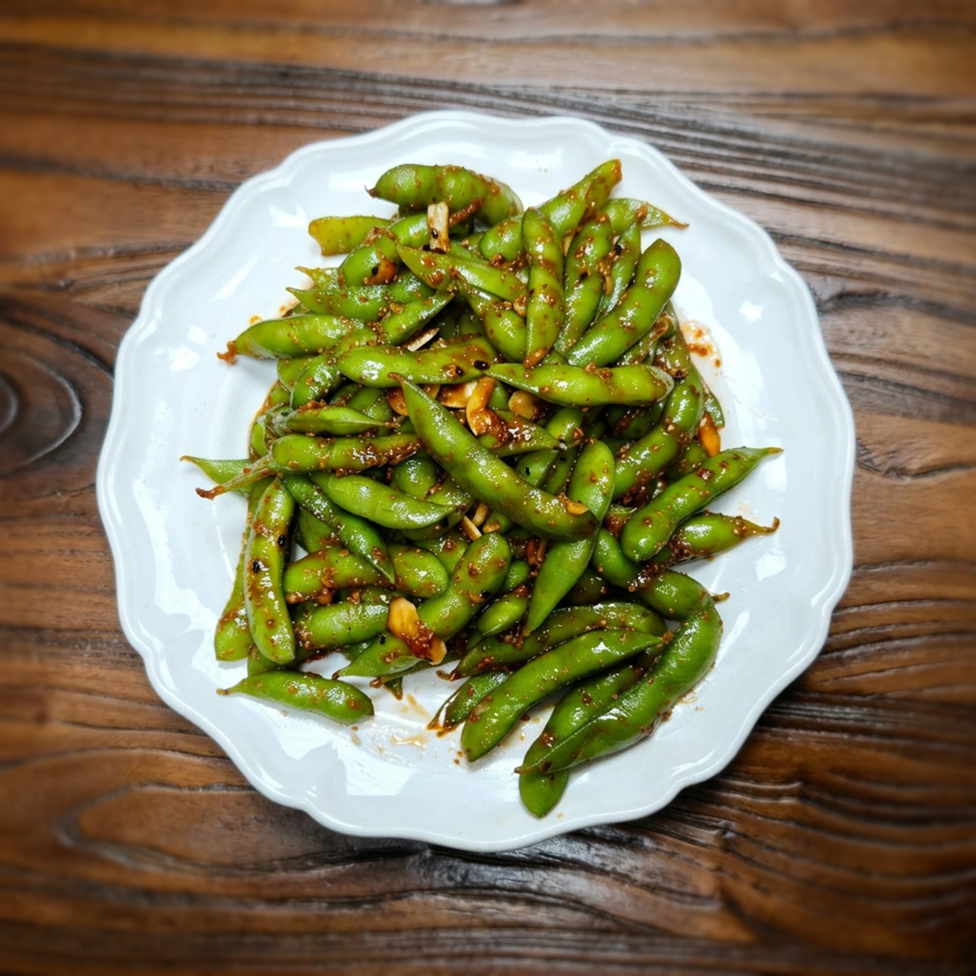 Spicy Garlic Edamame