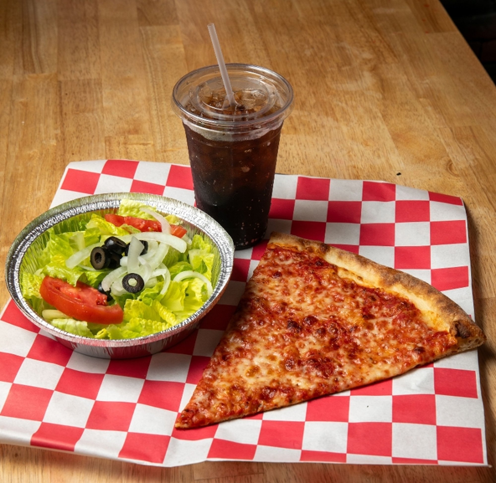1 Slice, Salad and Soda