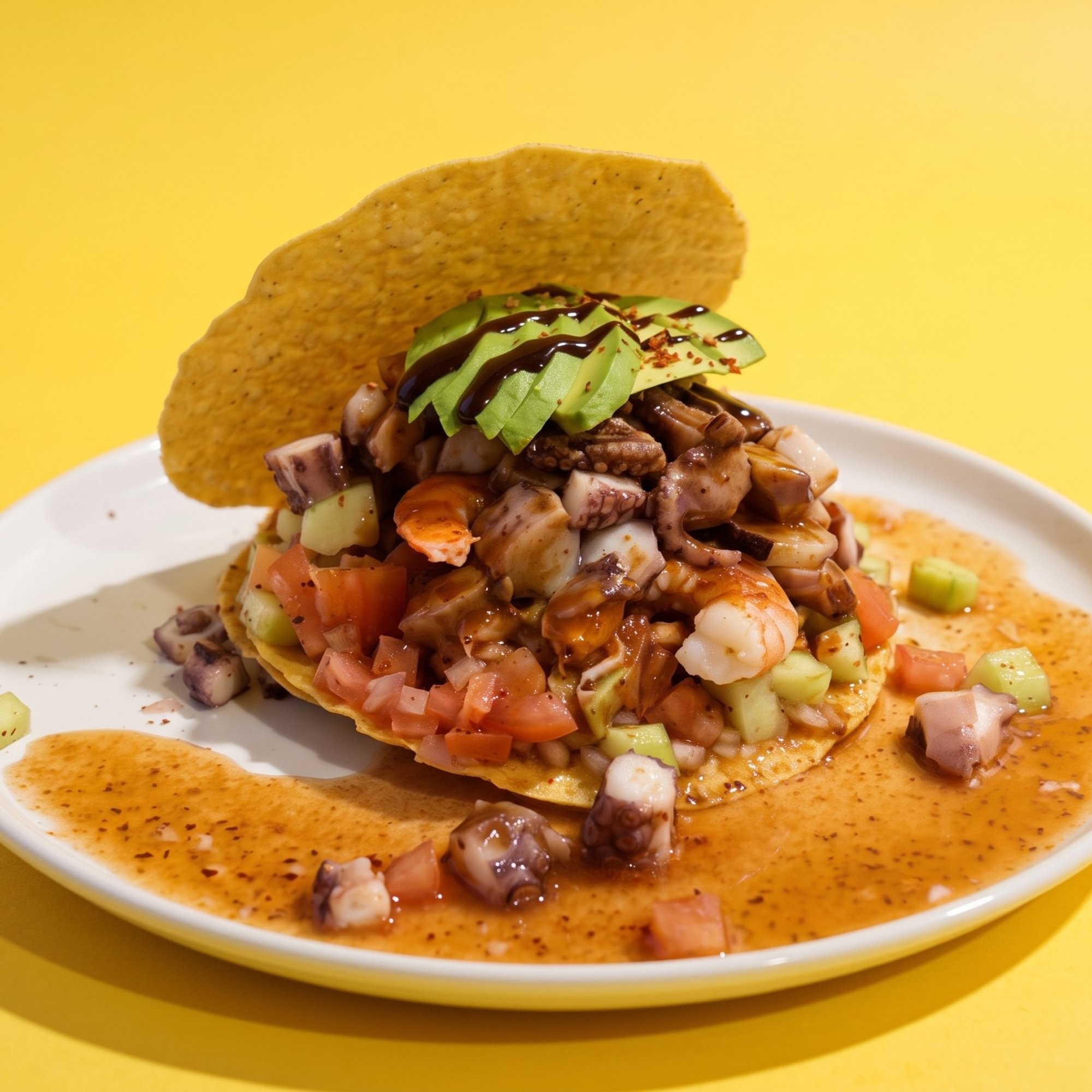 Tostada de Camarón y Pulpo [Shrimp and Octopus Tostada]