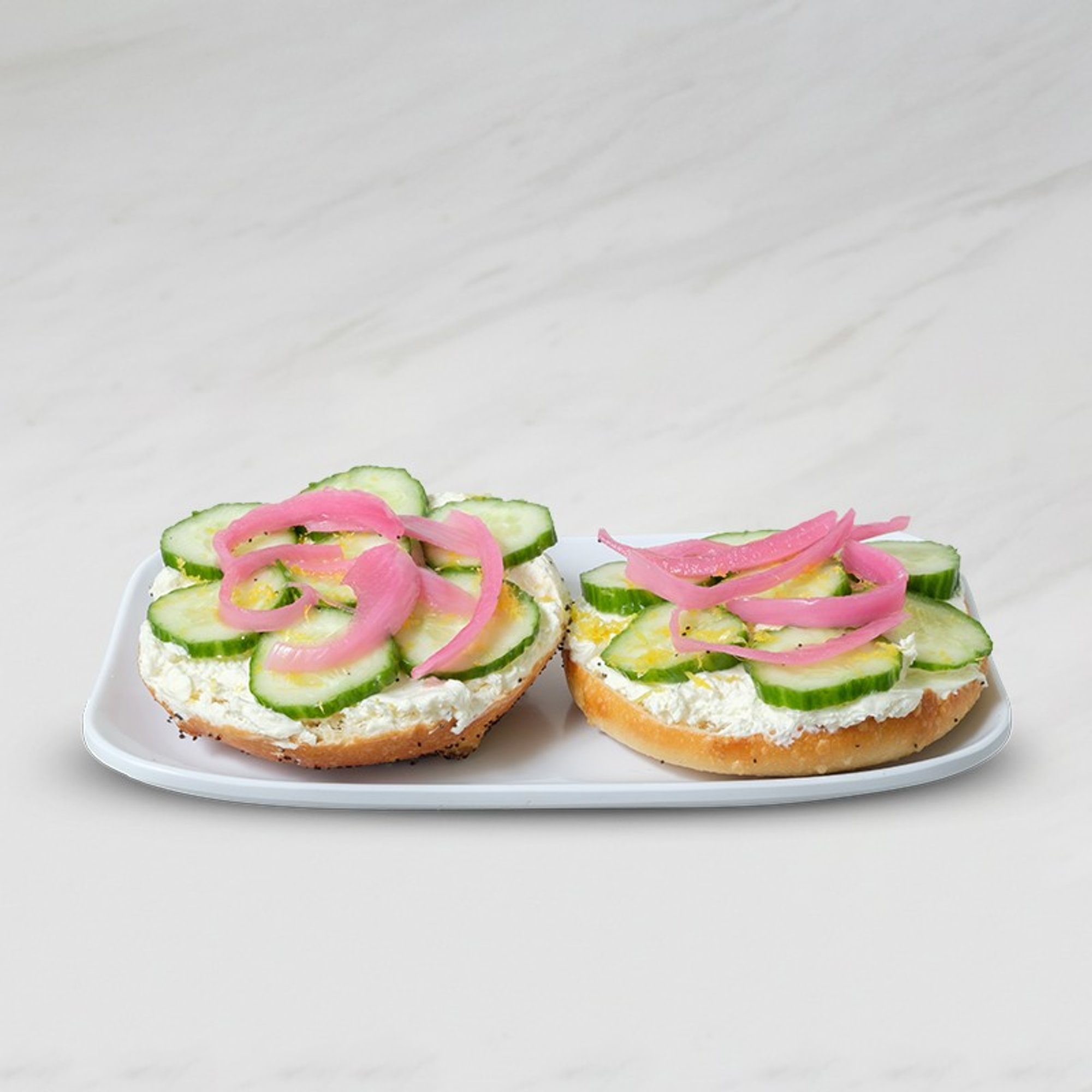Open Face Cucumber Crisp Bagel