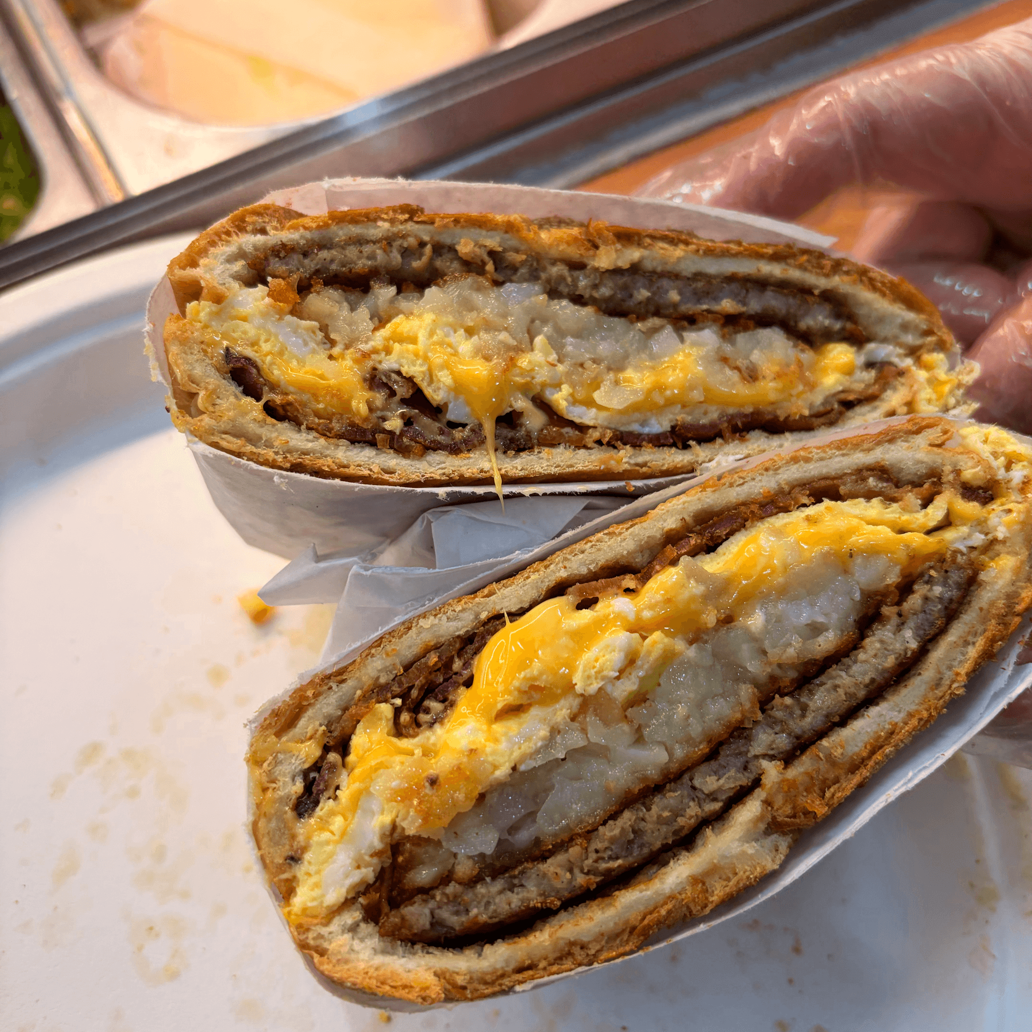 Bacon, Egg, Cheese & Hash Browns Sandwich