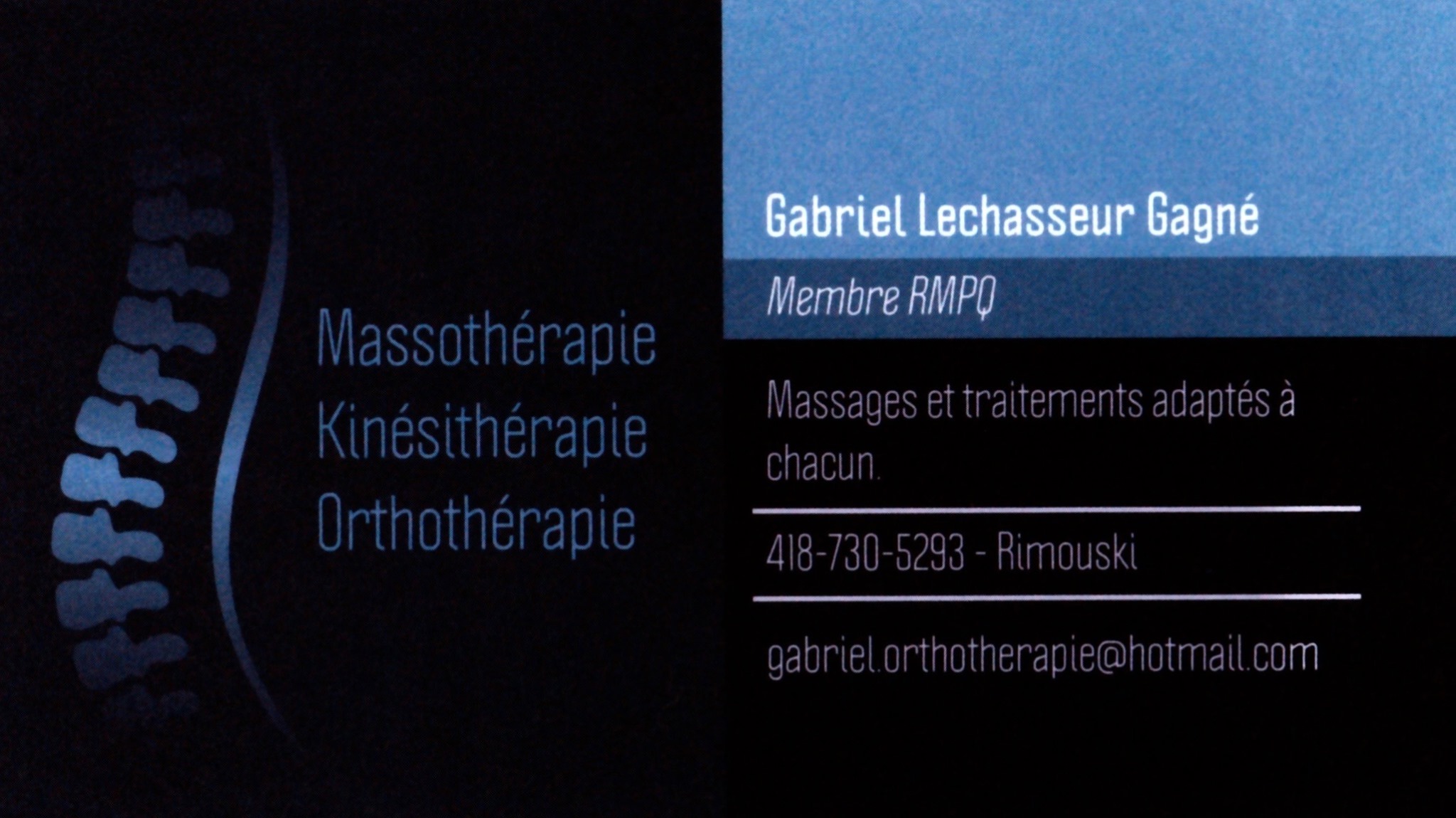 Gabriel Lechasseur Gagné - Massothérapeute Rimouski