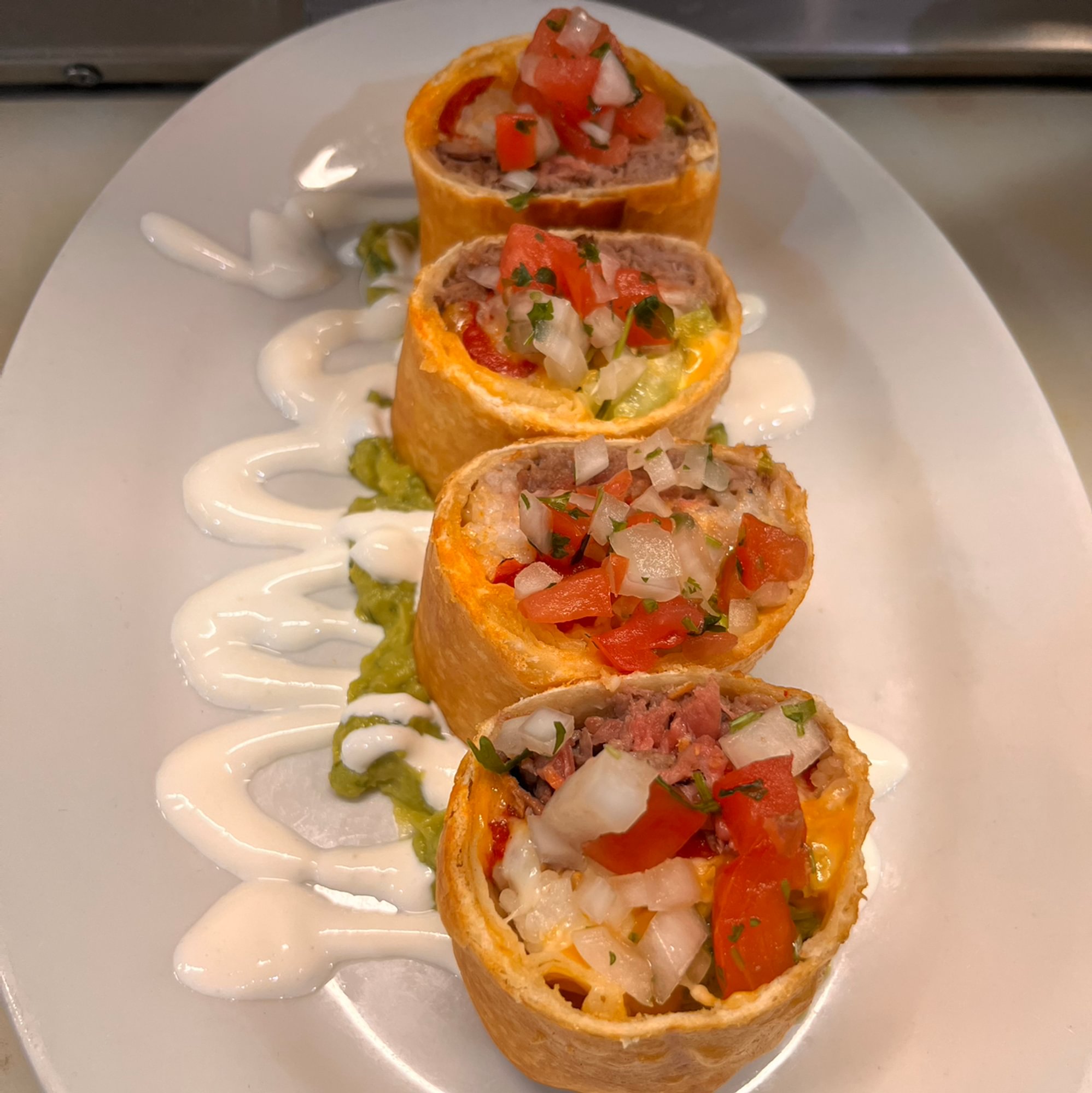 Carne Asada Chimichanga Pinwheels