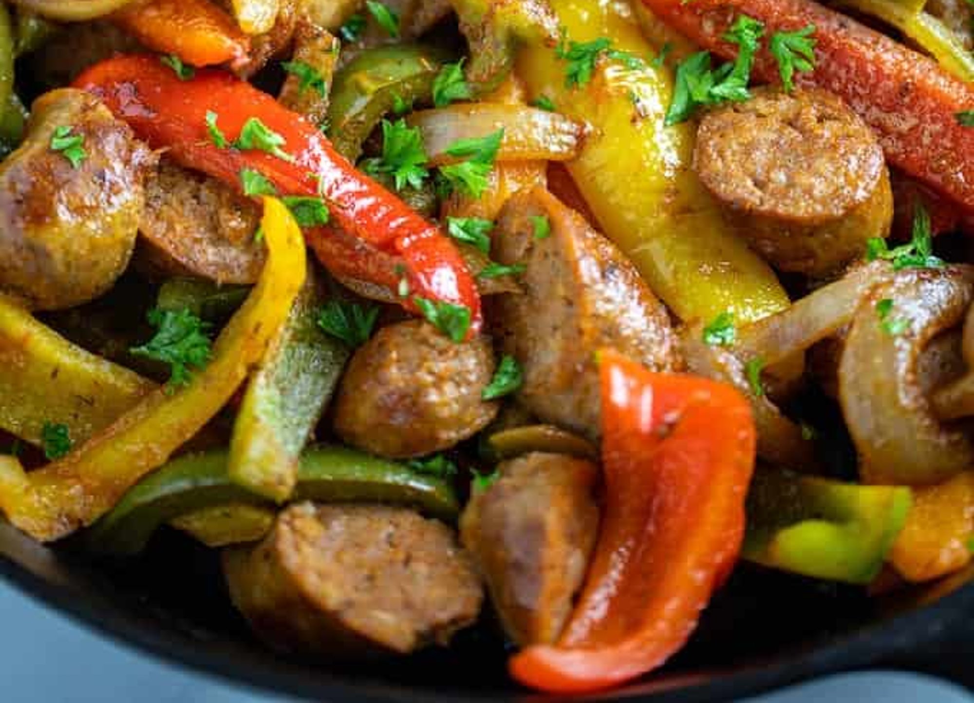 Sauteed Roasted Peppers, Sausage & Onions