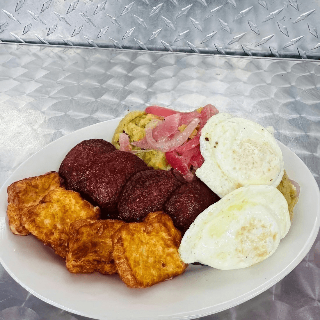 Dominican Breakfast (Fried Egg, Salami, Fried Cheese)