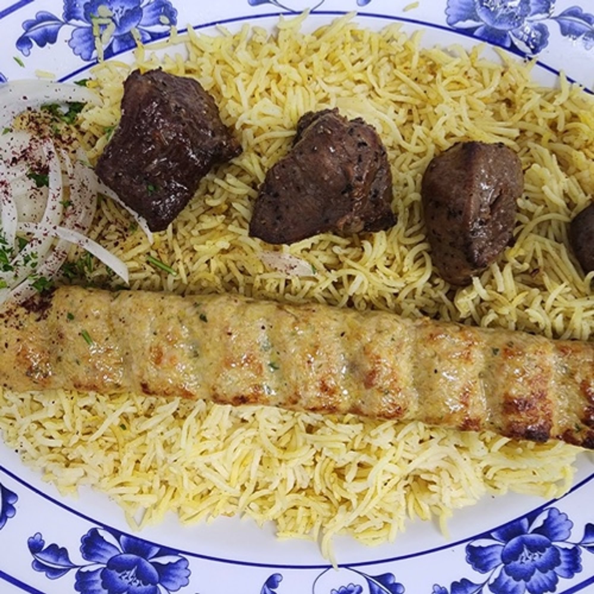 Lamb Sheesh Platter with Chicken Kofta Kabab