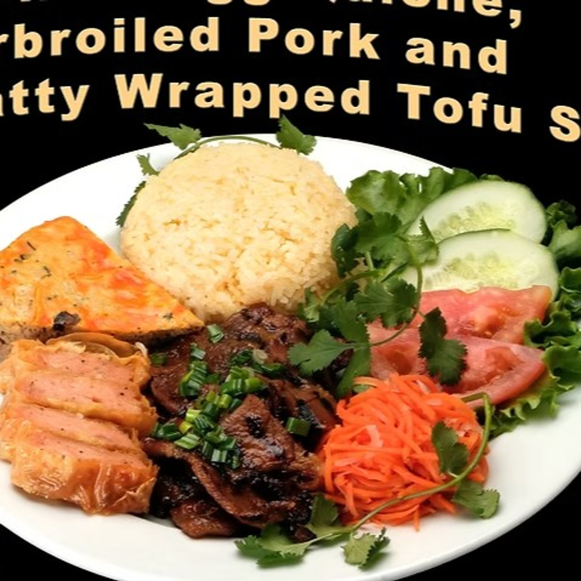 Charbroiled Meat, Egg Quiche and Fried Shrimp Patty
