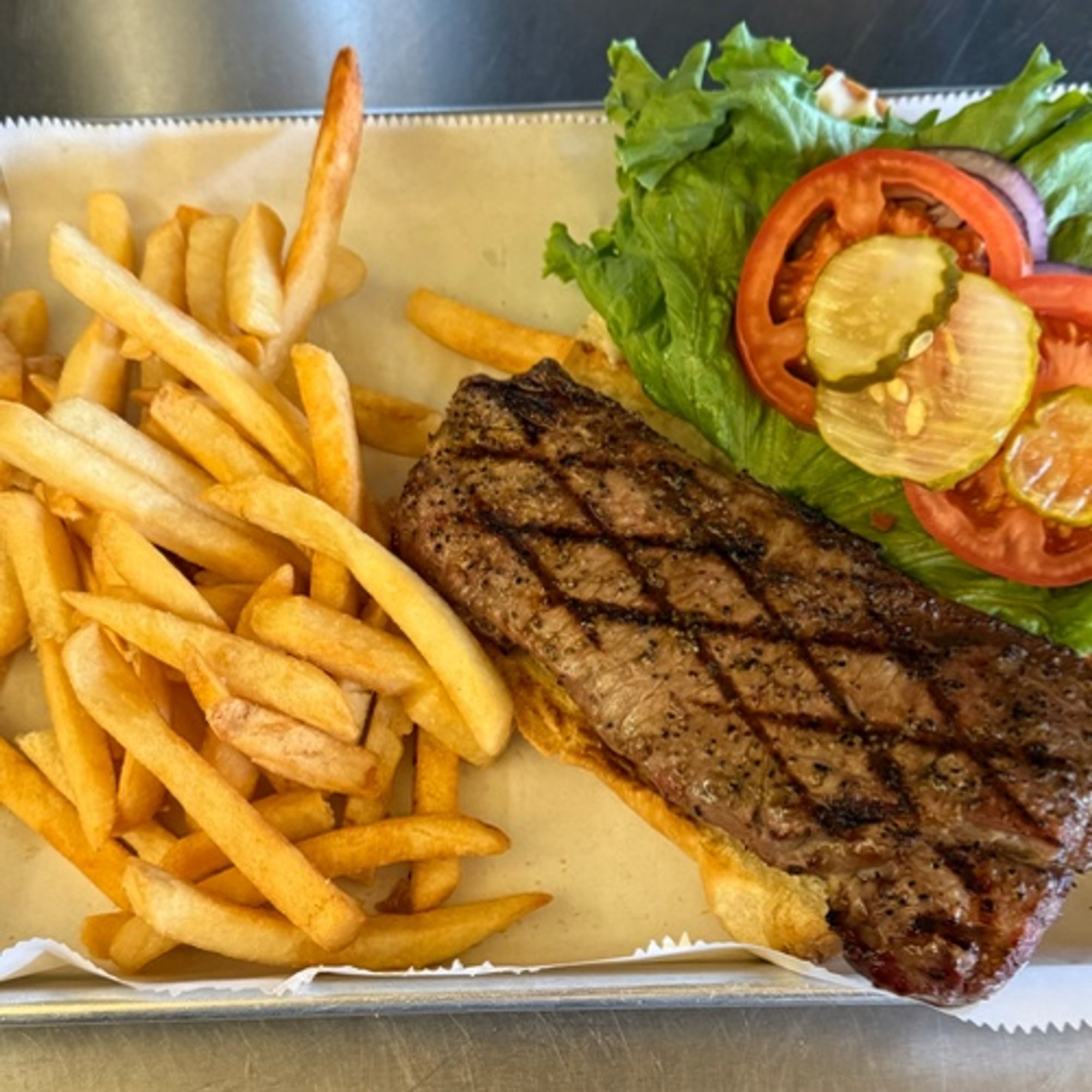 Steak Burger with Choice of Side