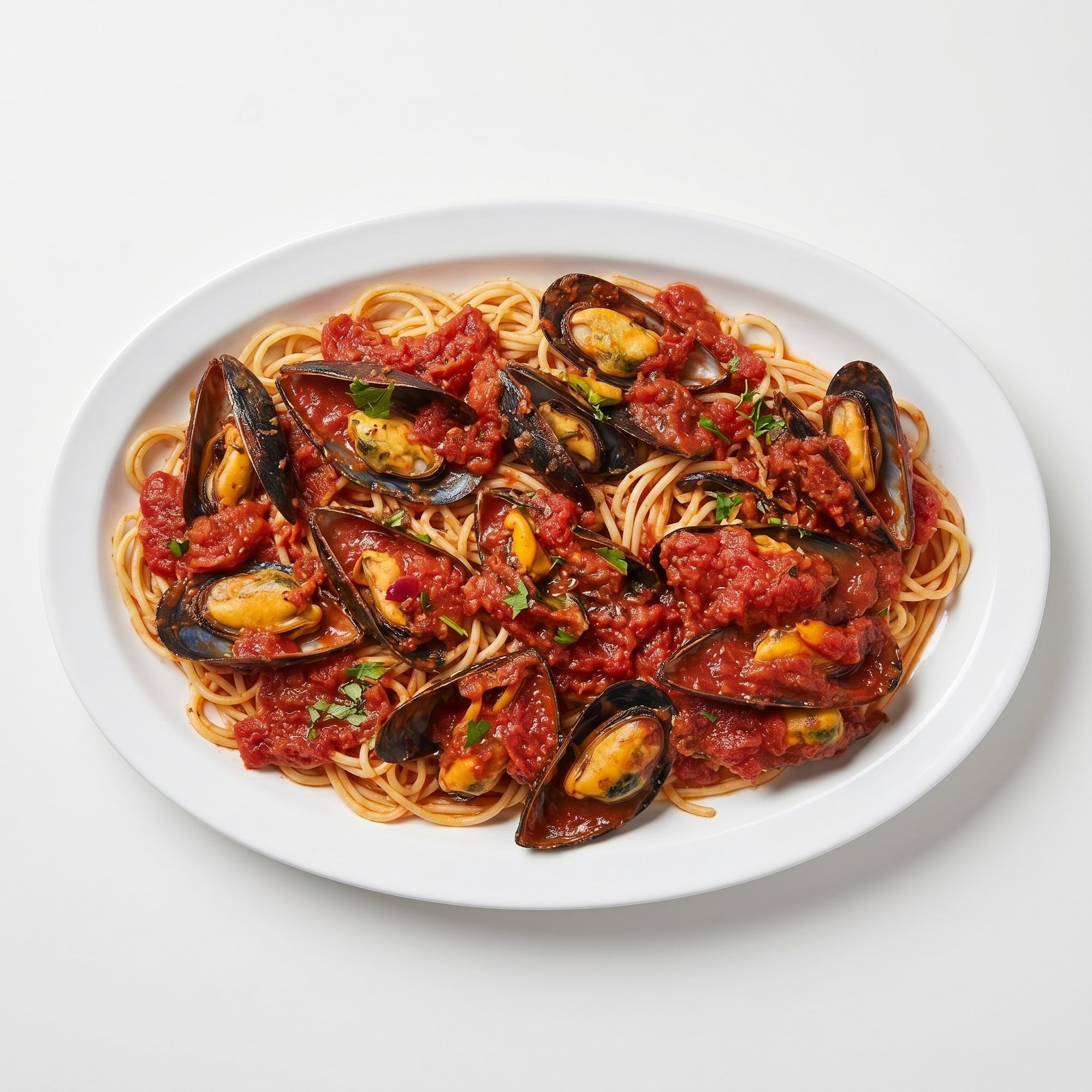 Mussels Over Spaghetti