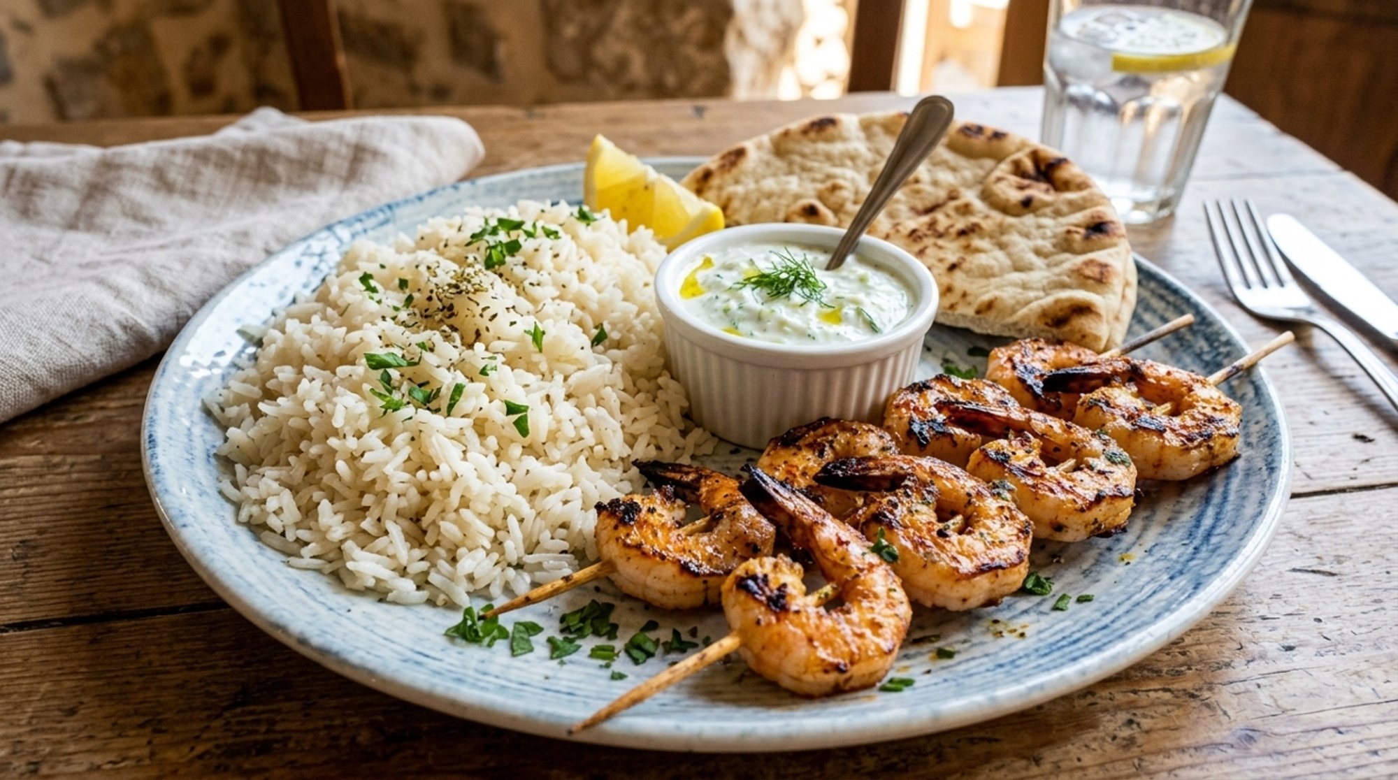 SHRIMP SOUVLAKI ENTREE