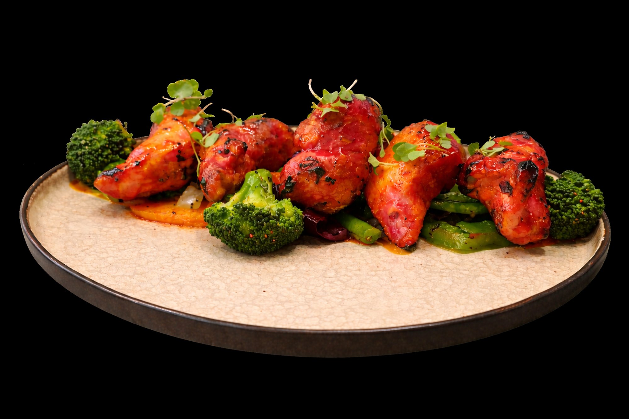Black Sesame-Apricot-Chili Glazed Chicken Tikka
