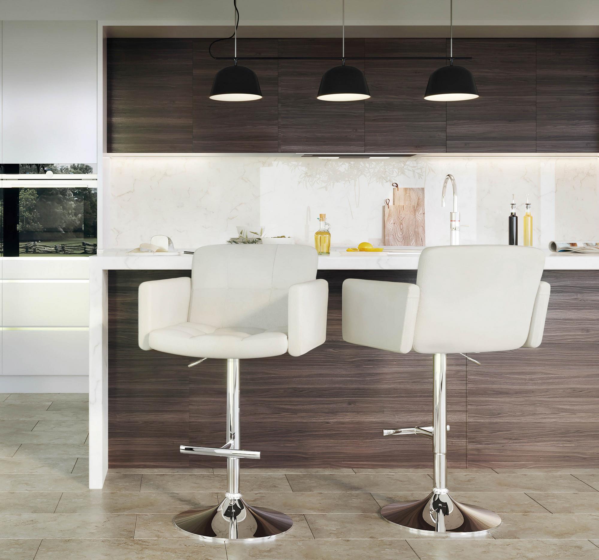 Set of 2 Stout Barstools - White