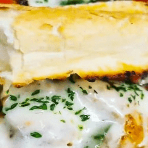 Salmon Cheesesteak Sandwich