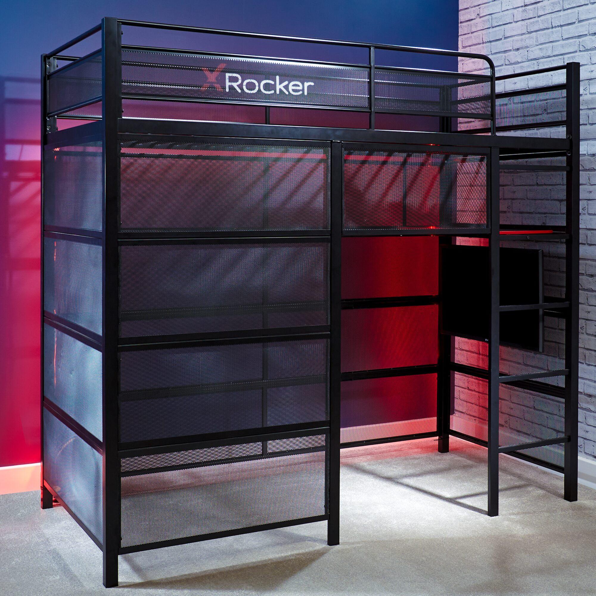 X Rocker BattleBunk Twin Gaming Bunk Bed w/ TV Mount - Black/Red