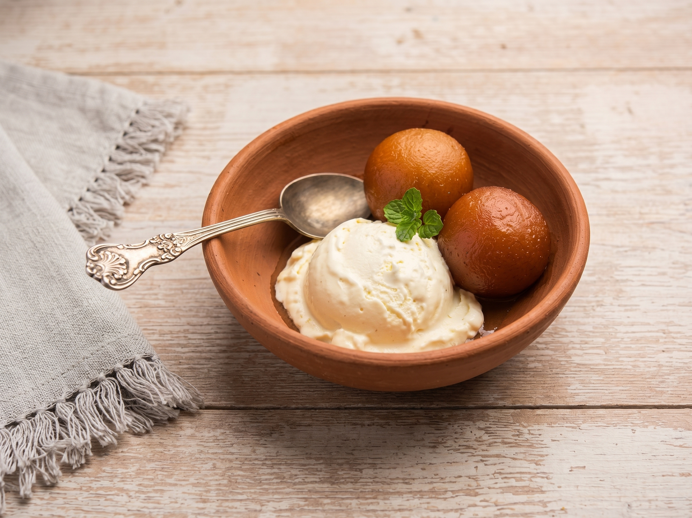 Gulab Jamun w/ Ice Cream