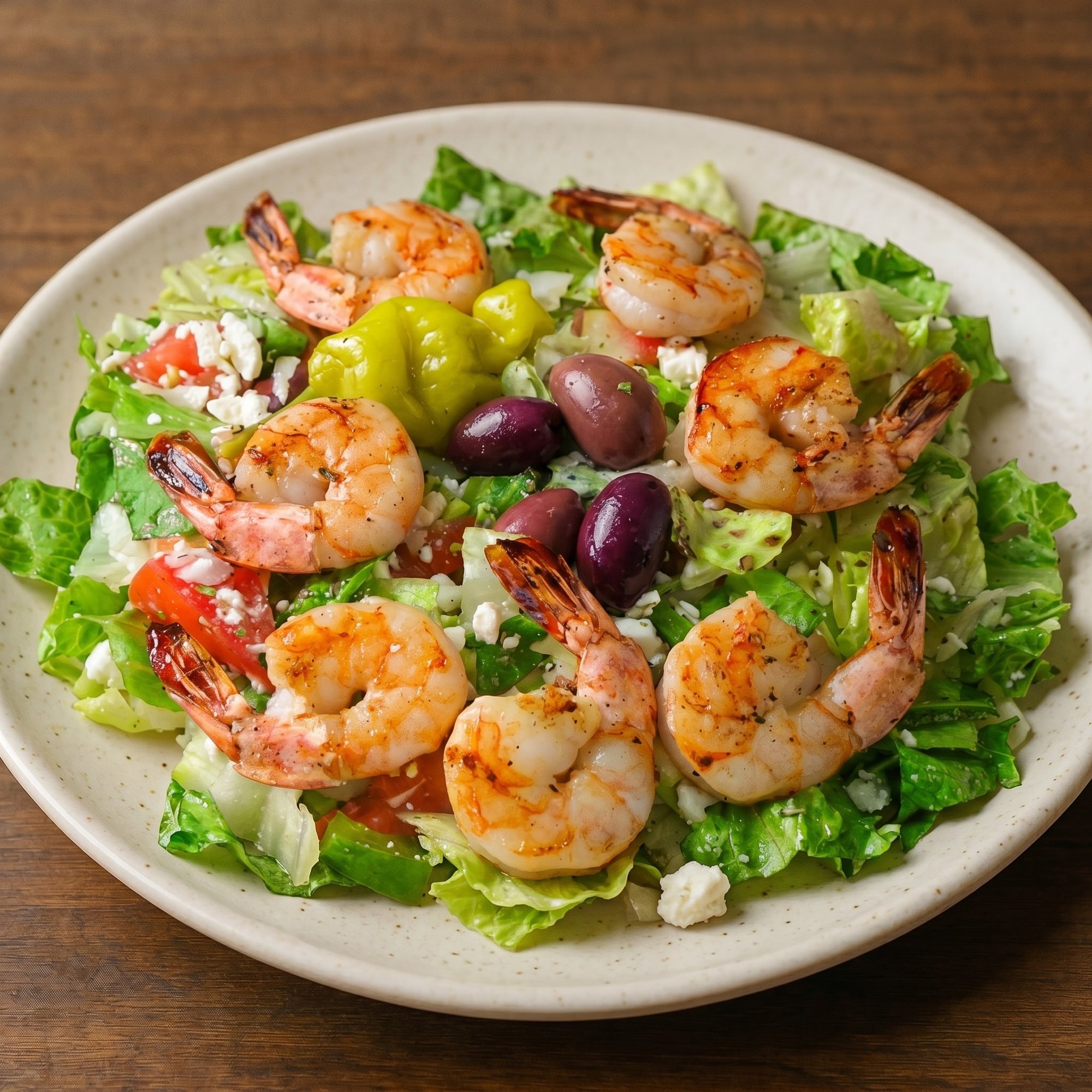 Shrimp Over Greek, Caesar or Leaf Salad