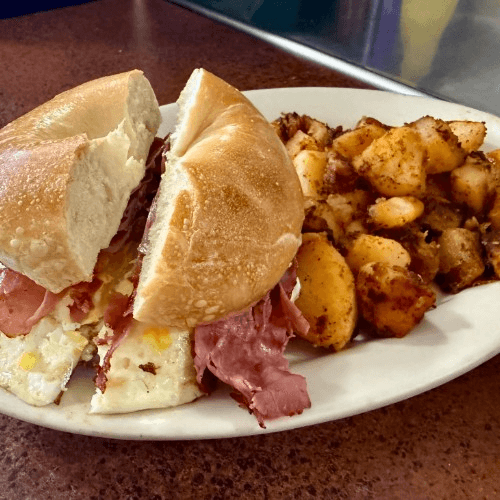 Slice Corn Beef, Egg & Cheese Sandwich