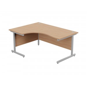 Ashford 1600 x 1200mm Silver Metal Leg Crescent Left Desk Beech