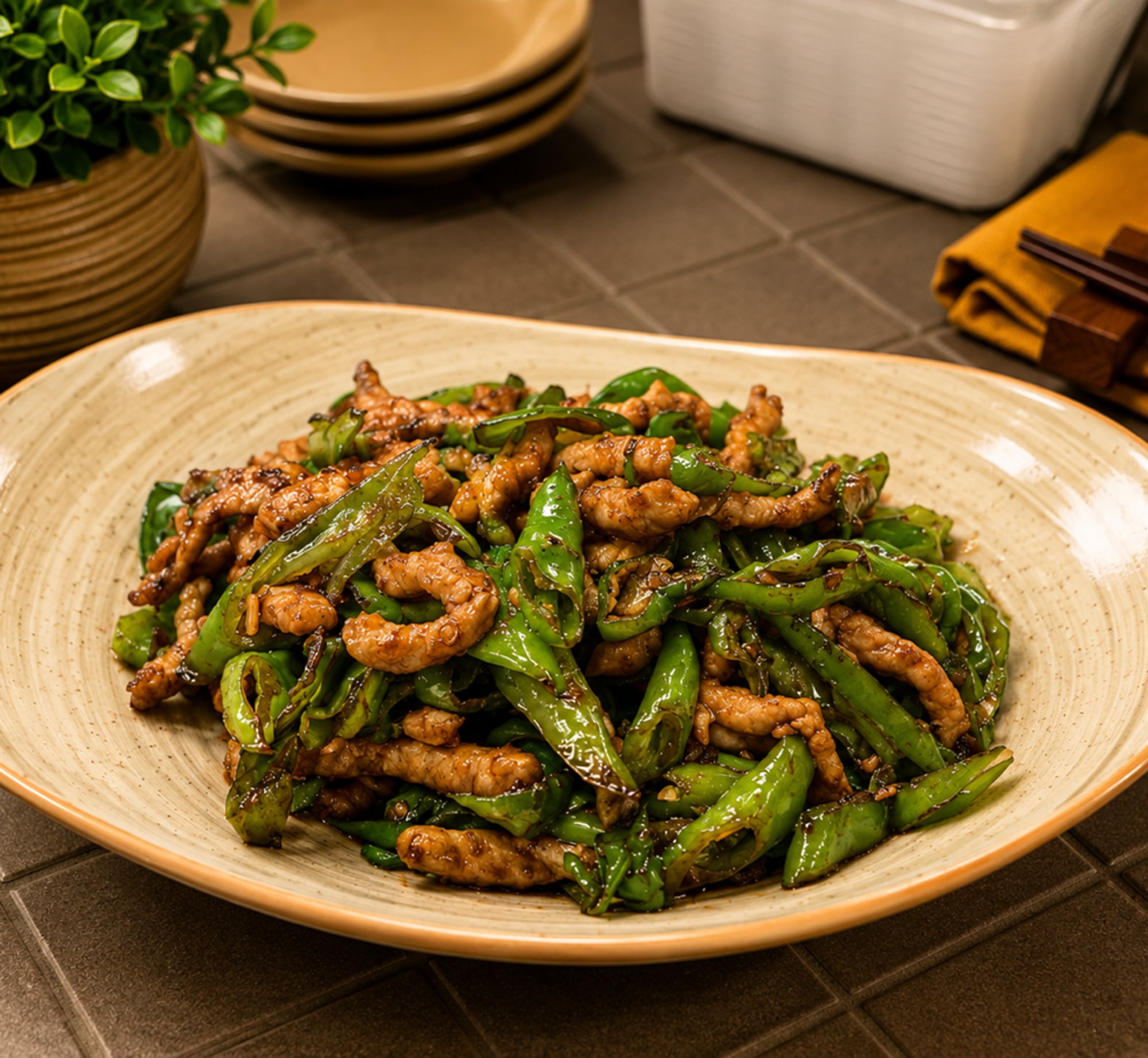 Shredded Pork with Hot Pepper / 尖椒肉丝